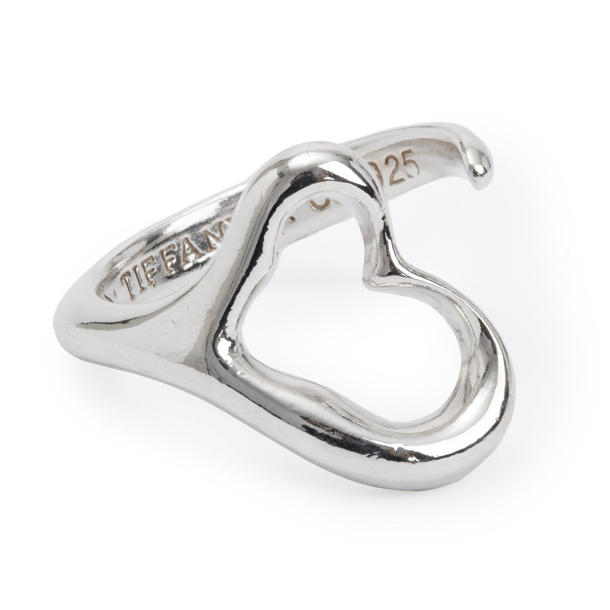 Tiffany & Co. Elsa Peretti Sterling Silver Open Heart Ring, Size 5.5