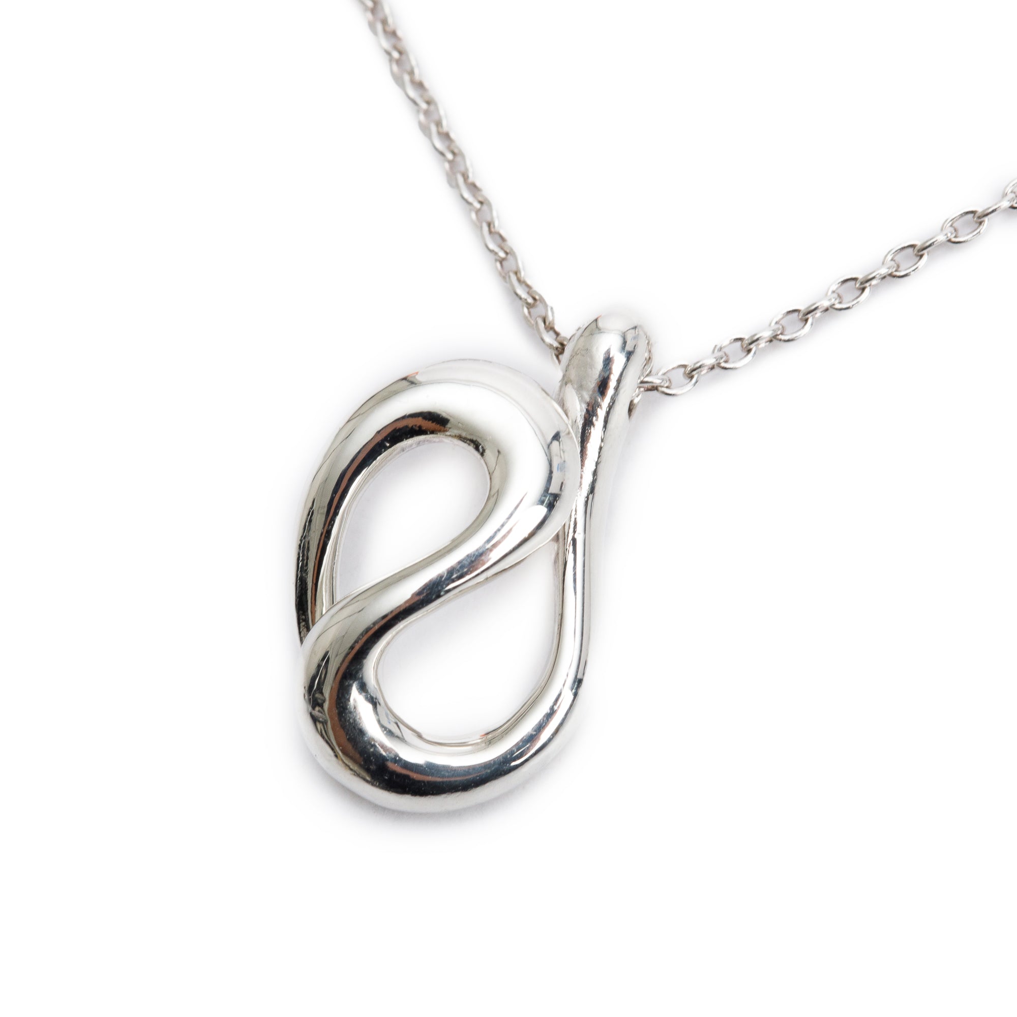 Tiffany & Co. Elsa Peretti Sterling Silver Open Wave Pendant Necklace