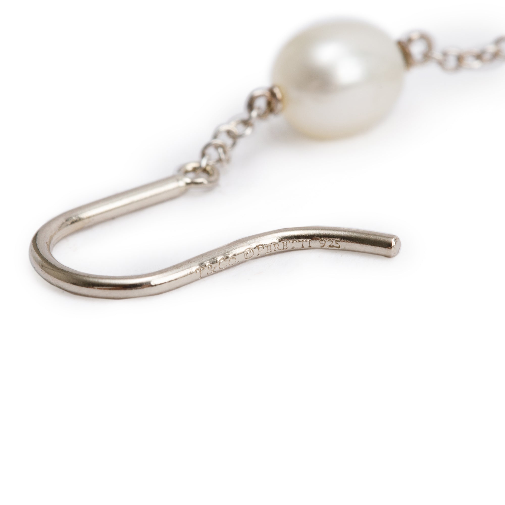 Tiffany & Co. Elsa Peretti Sterling Silver Pearl By The Yard Chain Earrings