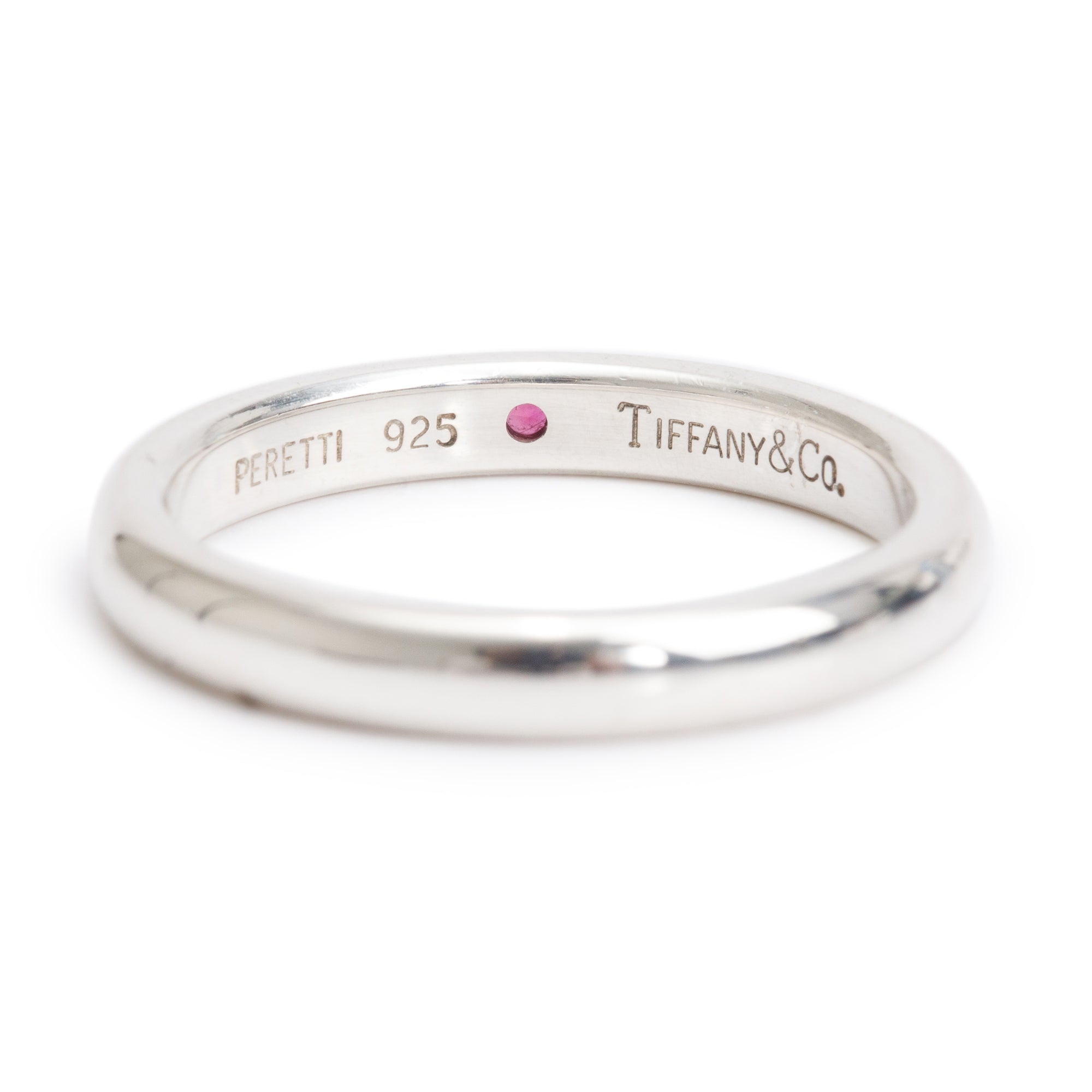 Tiffany & Co. Elsa Peretti Sterling Silver Ruby Stacking Band Ring, Size 6