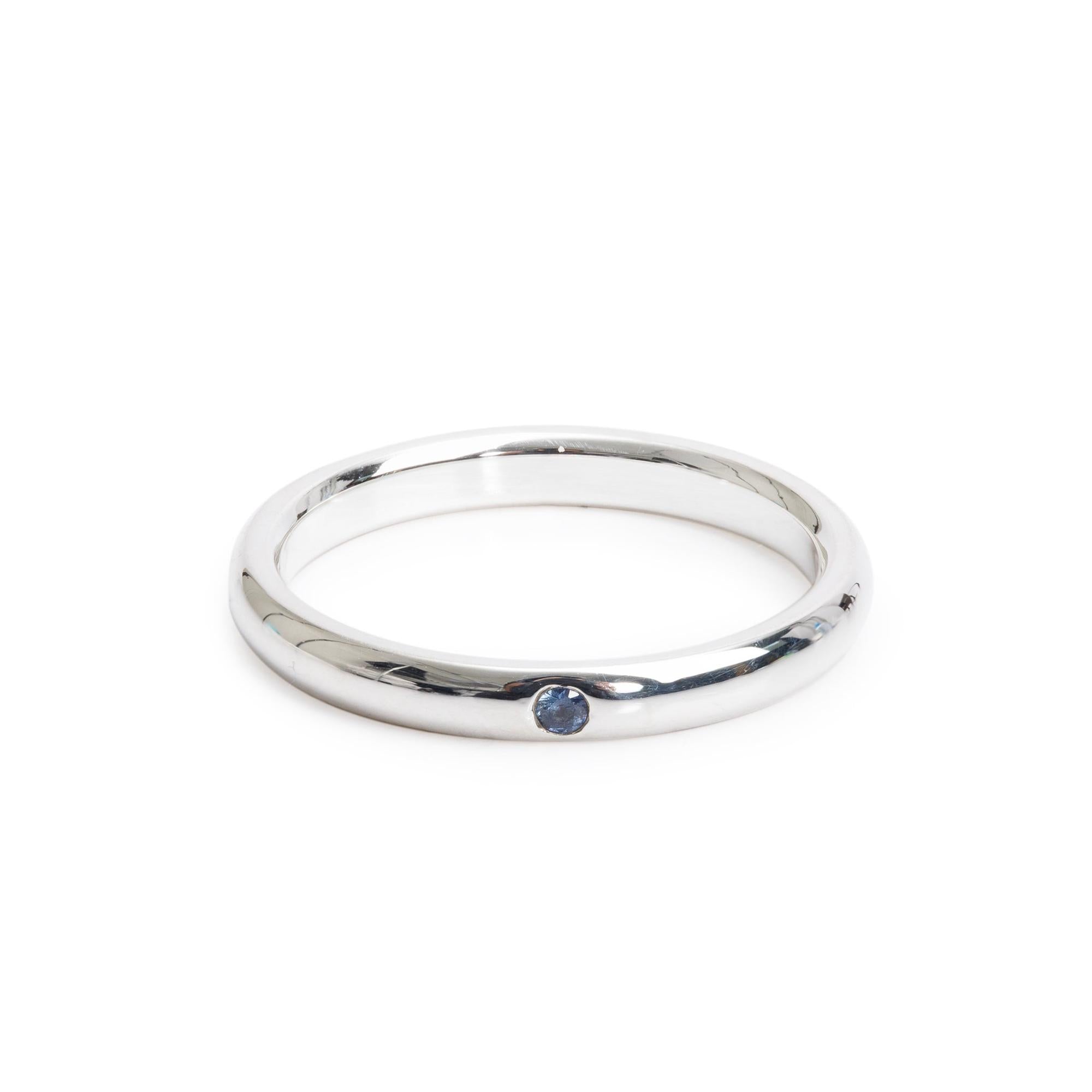 Tiffany & Co. Elsa Peretti Sterling Silver Sapphire Stacking Band Ring, Size 8