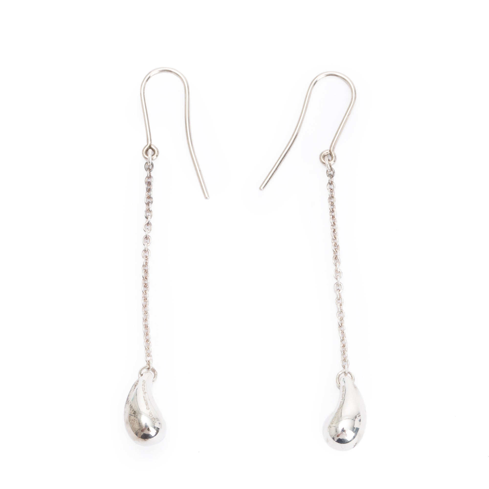 Tiffany & Co. Elsa Peretti Sterling Silver Teardrop Chain Drop Earrings