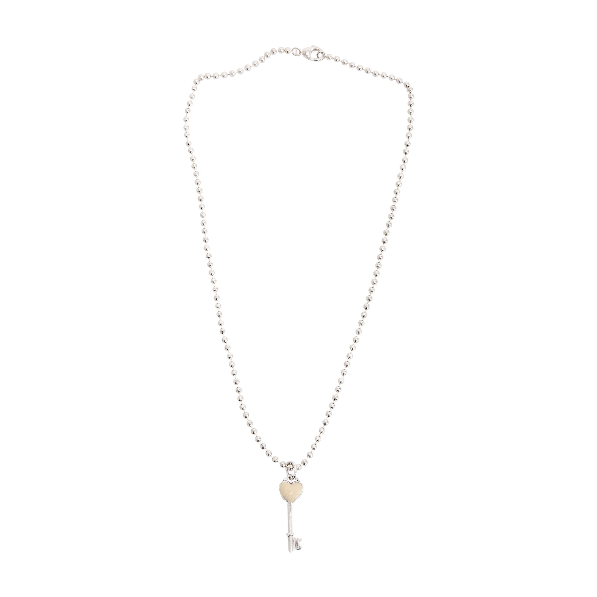 Tiffany & Co. Enamel Mini Heart Key Pendant Necklace