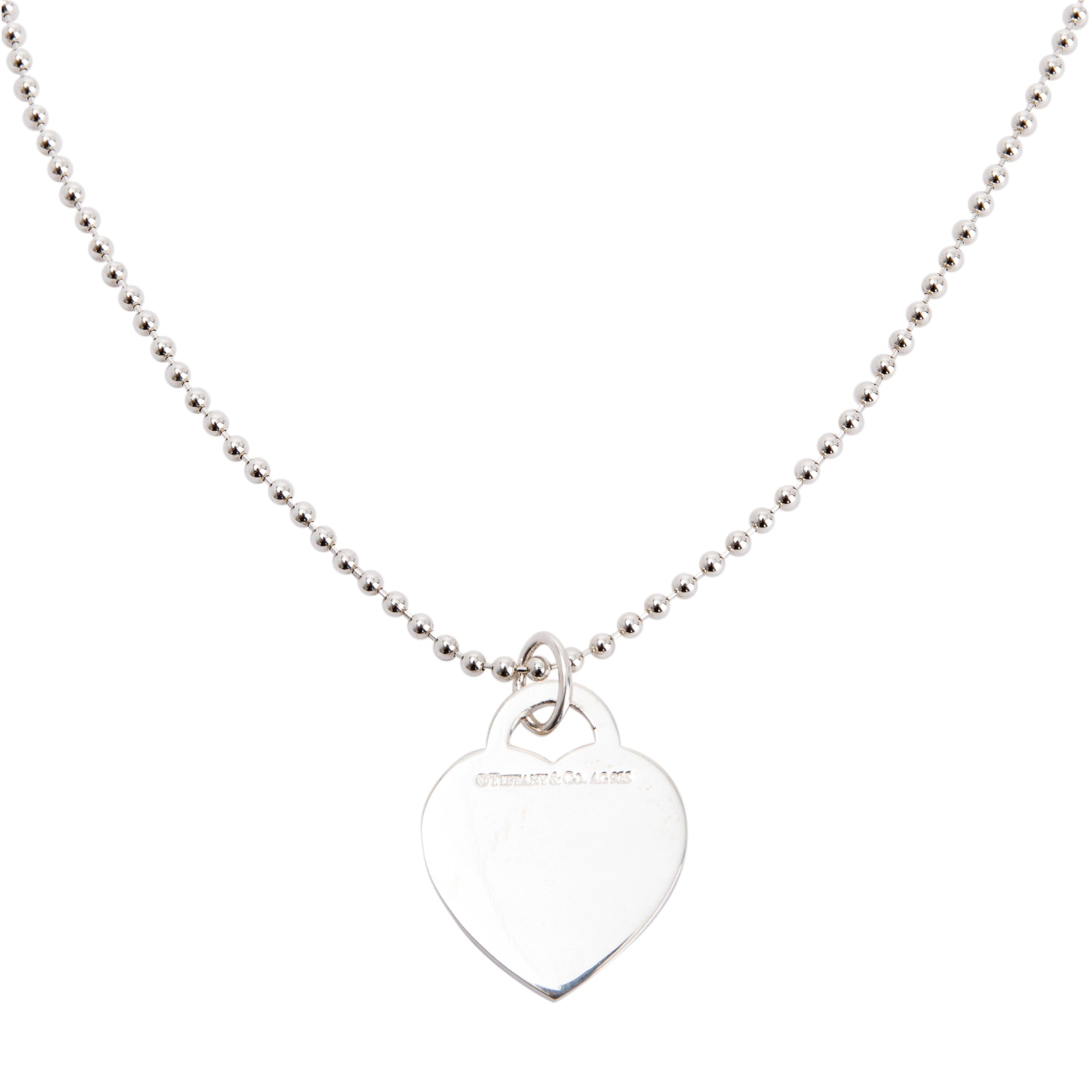 Tiffany & Co. Etched Heart & Arrow Tag Pendant Necklace
