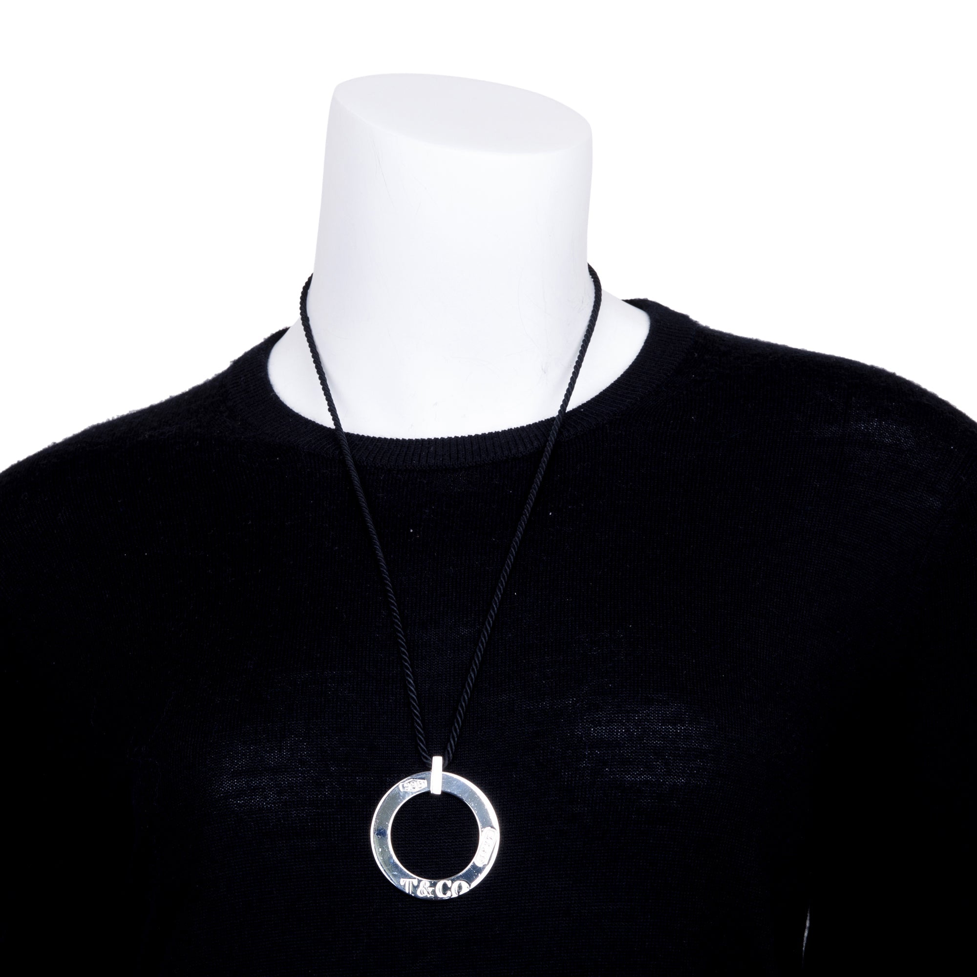 Tiffany & Co. Extra Large 45 MM 1837 Elements Round Pendant Cord Necklace