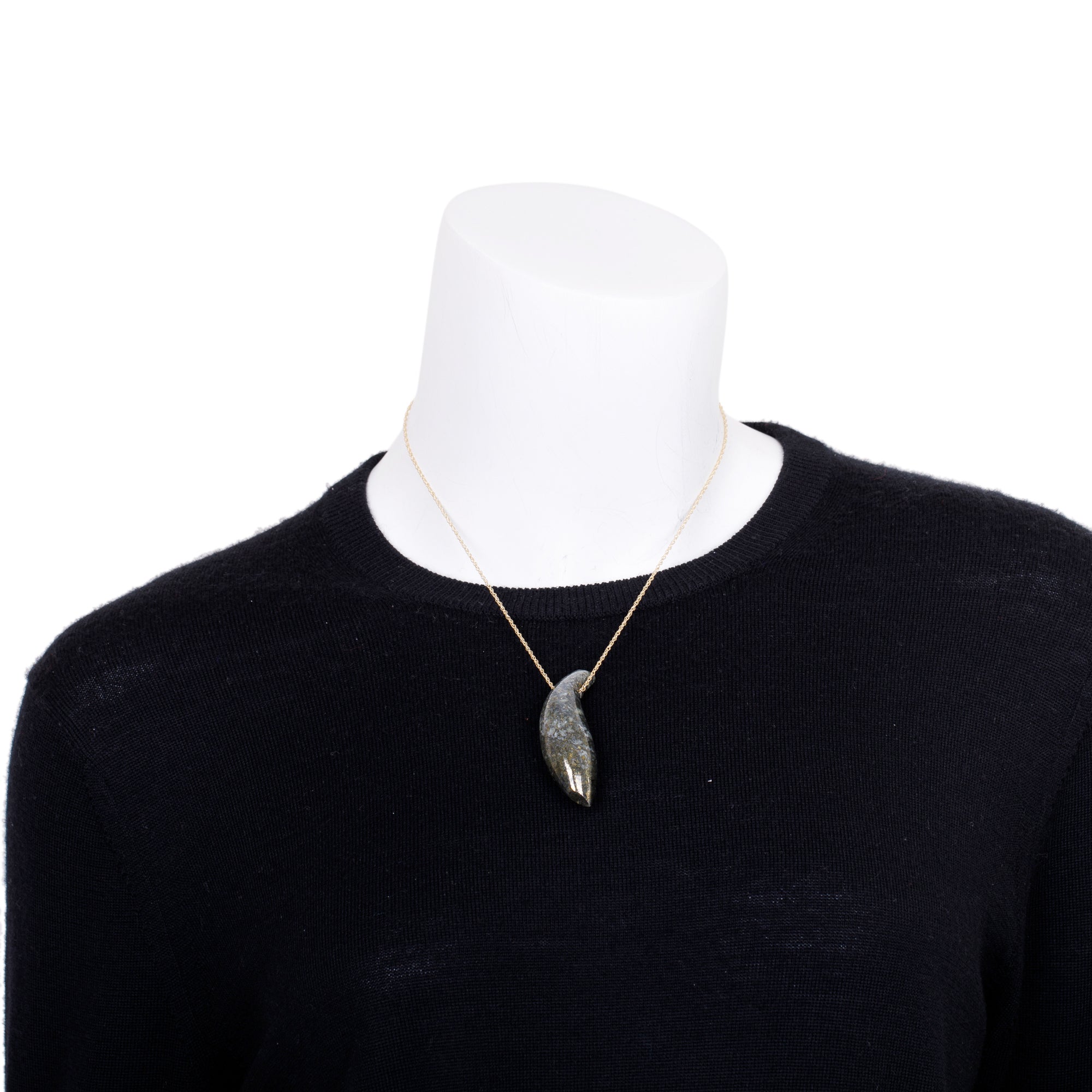 Tiffany & Co. Frank Gehry 18k Yellow Gold Large Jade Fish Pendant Necklace