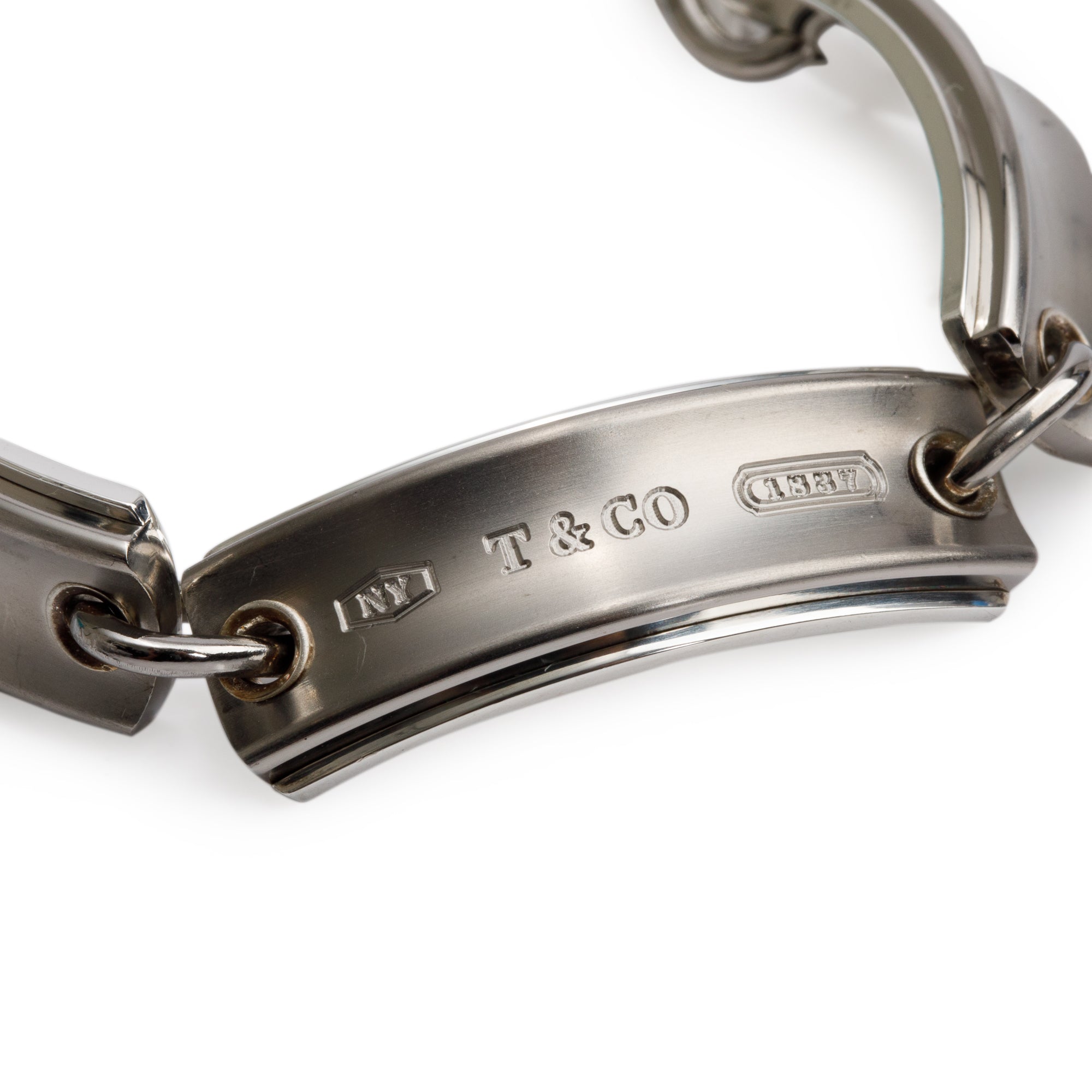 Tiffany & Co. Grey Titanium & Sterling Silver 1837 Link Bracelet