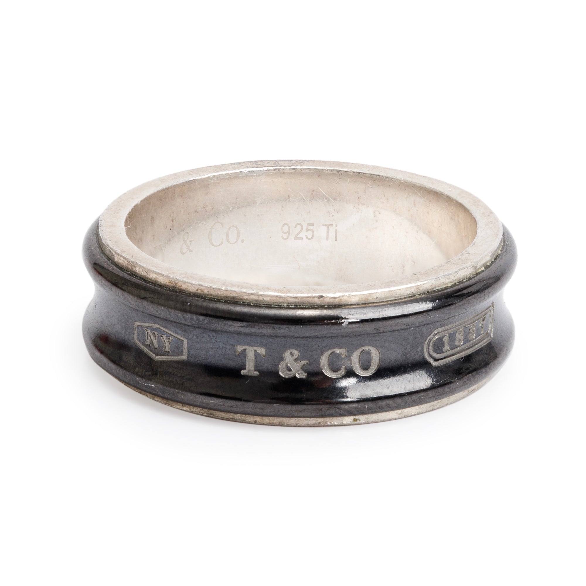 Tiffany & Co. Midnight Titanium & Sterling Silver 1837 Ring, Size 11.5