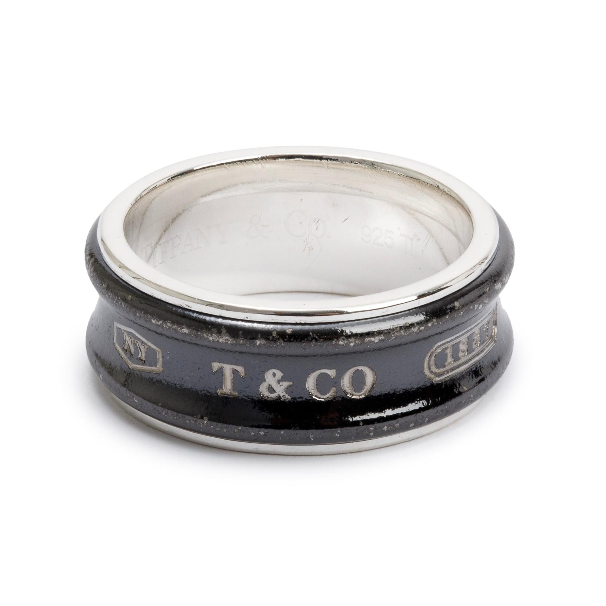 Tiffany & Co. Midnight Titanium & Sterling Silver 1837 Ring, Size 8