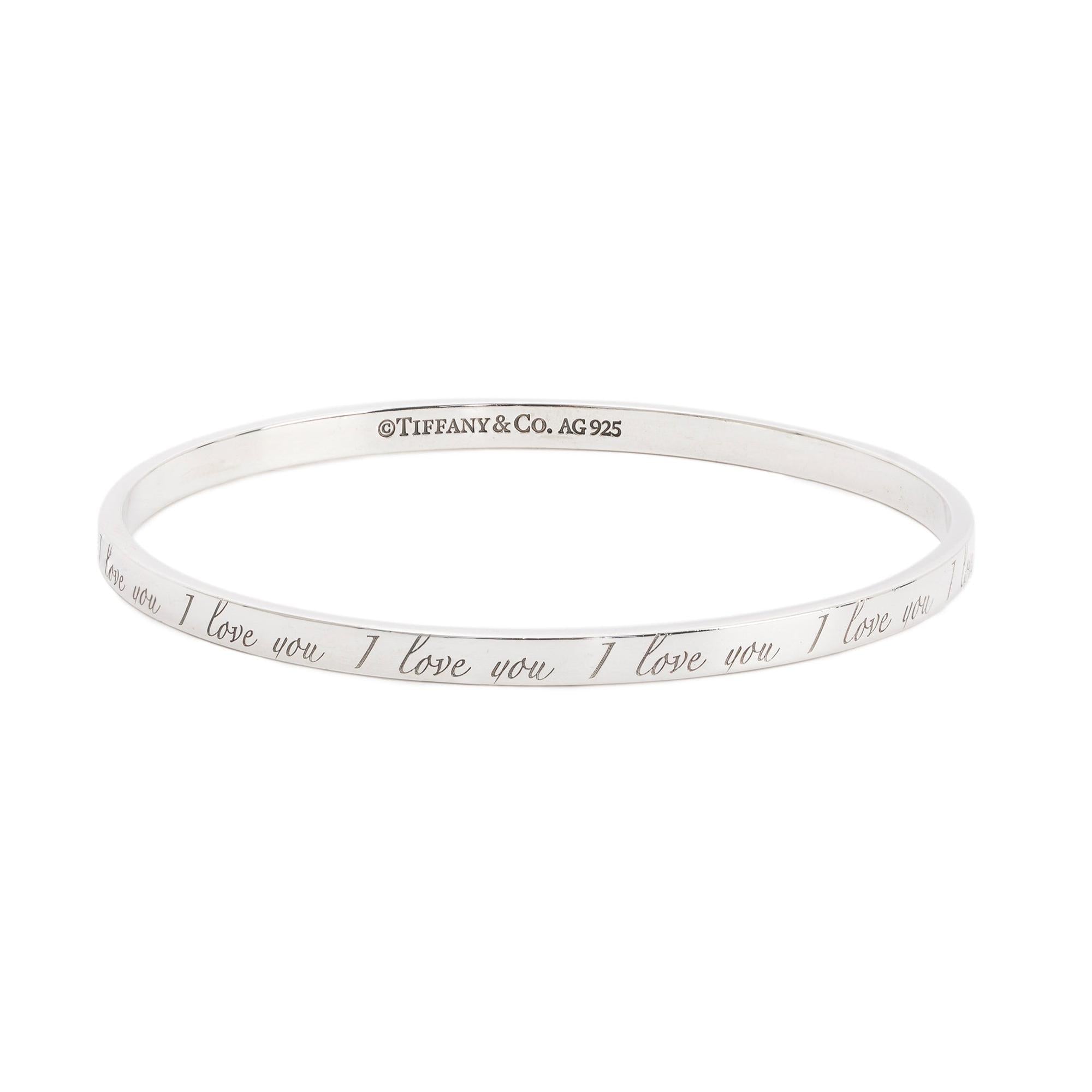 Tiffany & Co. Narrow "I Love you" Bangle Bracelet