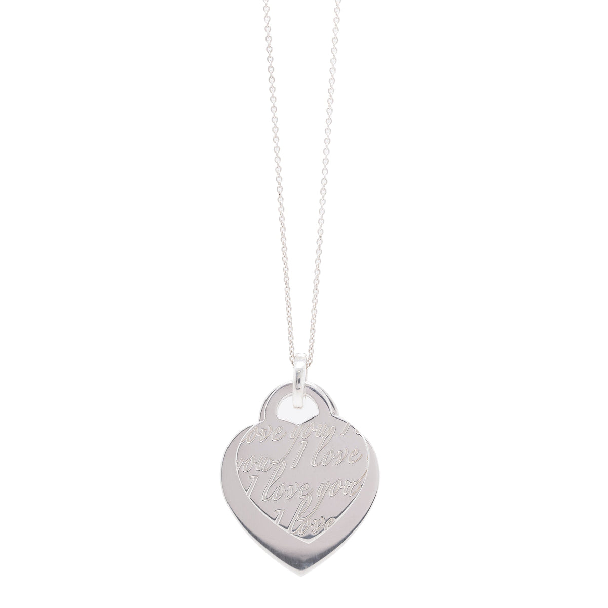 Tiffany Notes 'I Love You' Double Heart Tag Pendant Necklace