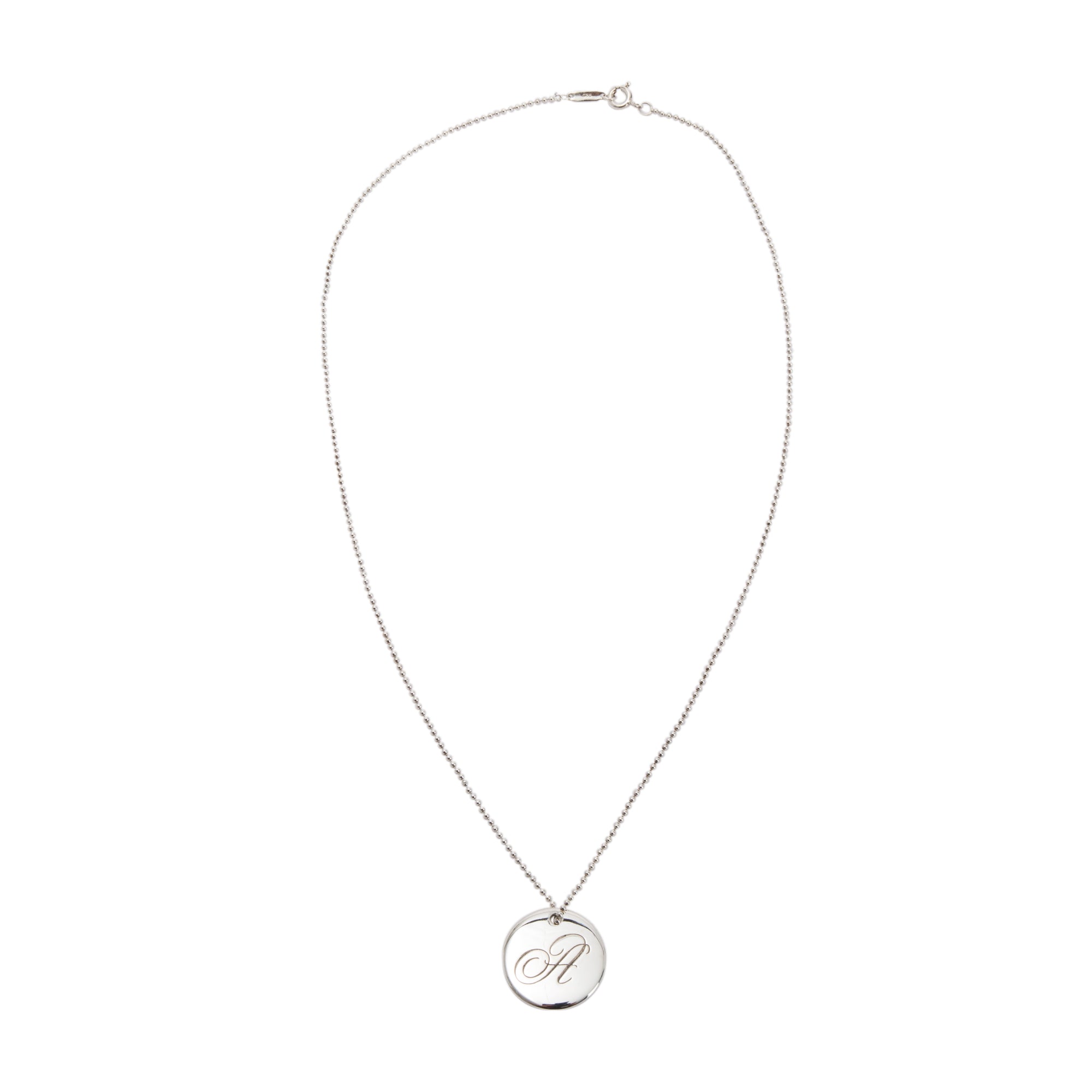 Tiffany & Co. Notes Letter 'A' Large Disc Charm Pendant Necklace