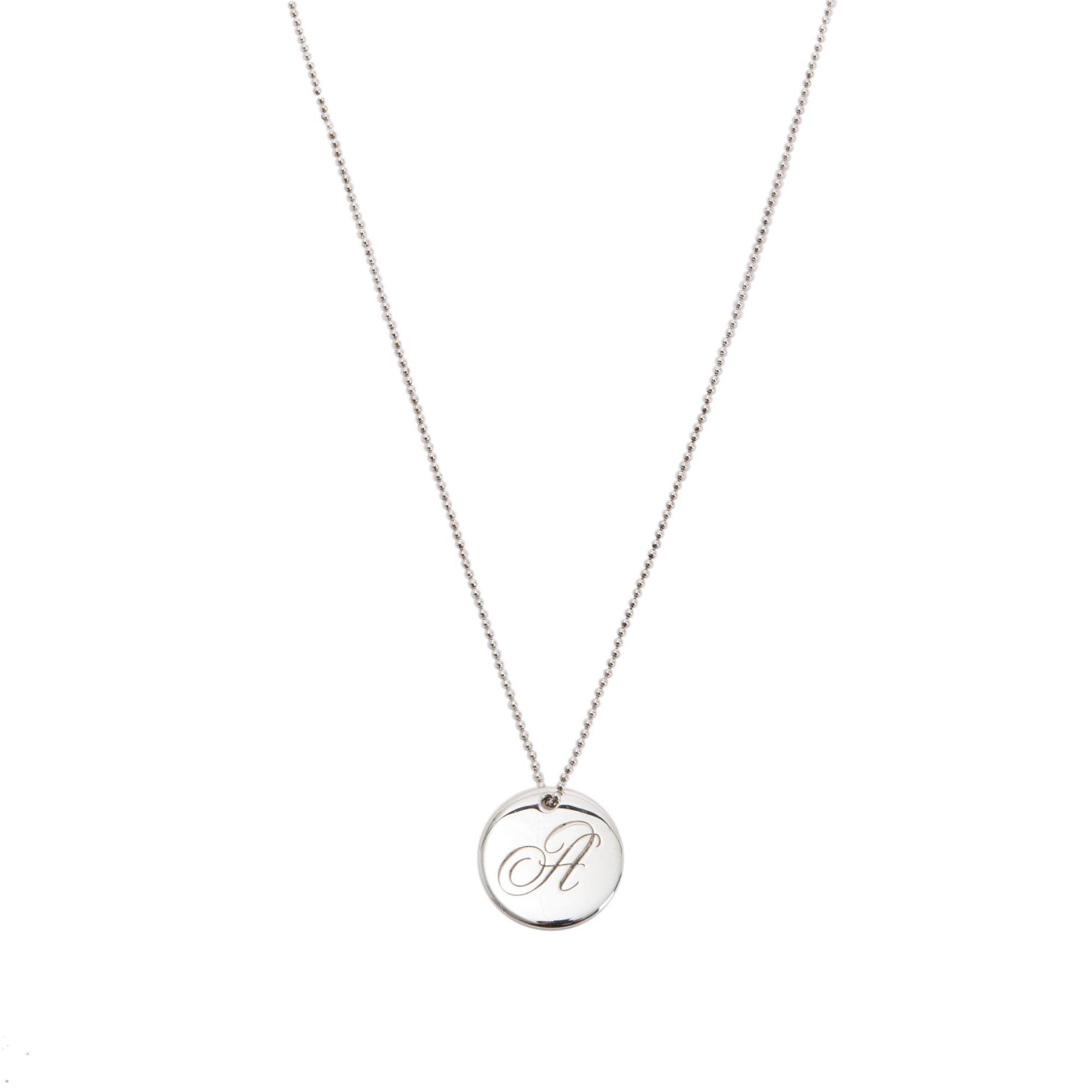 Tiffany & Co. Notes Letter 'A' Large Disc Charm Pendant Necklace
