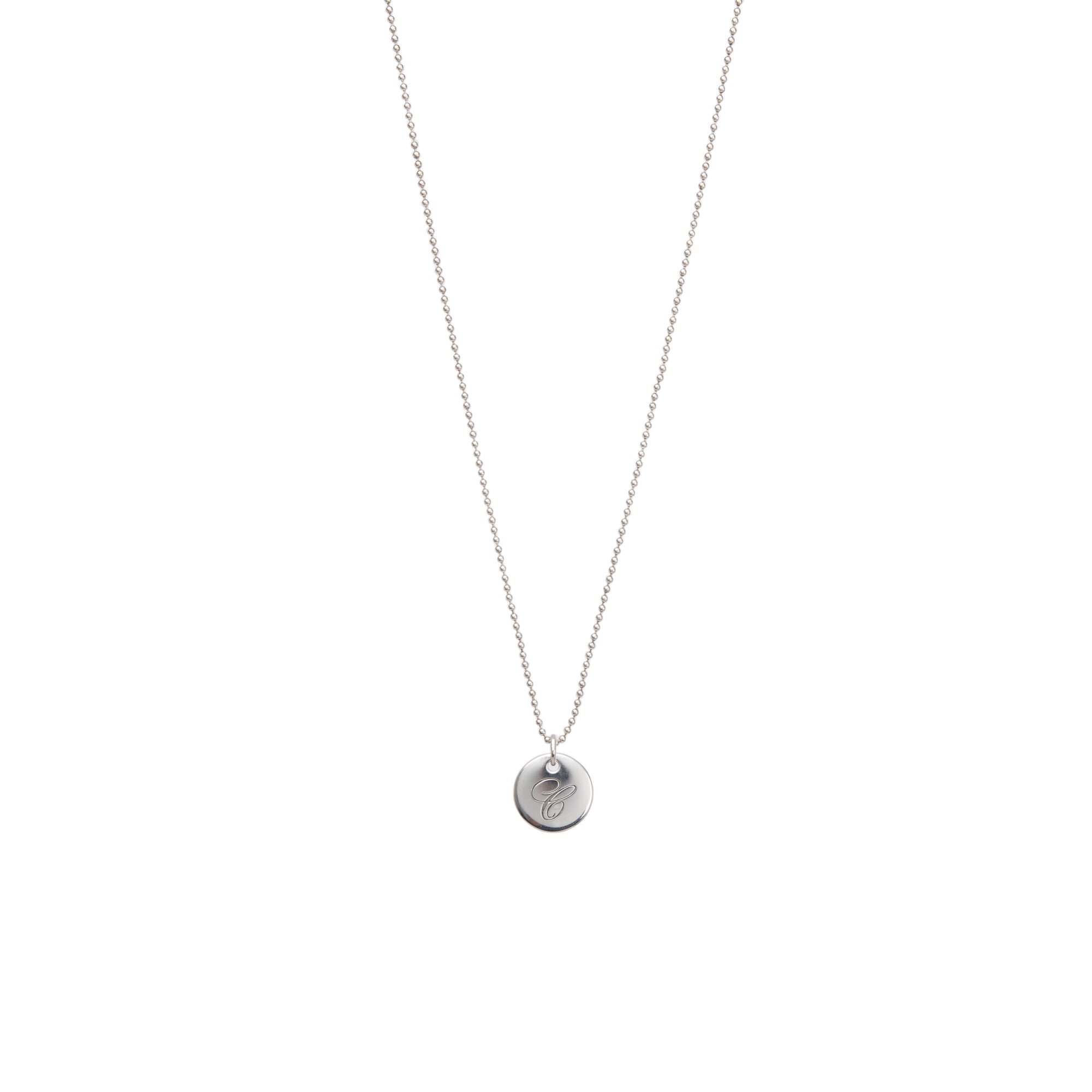 Tiffany & Co. Notes Letter 'C' Disc Charm Pendant Necklace