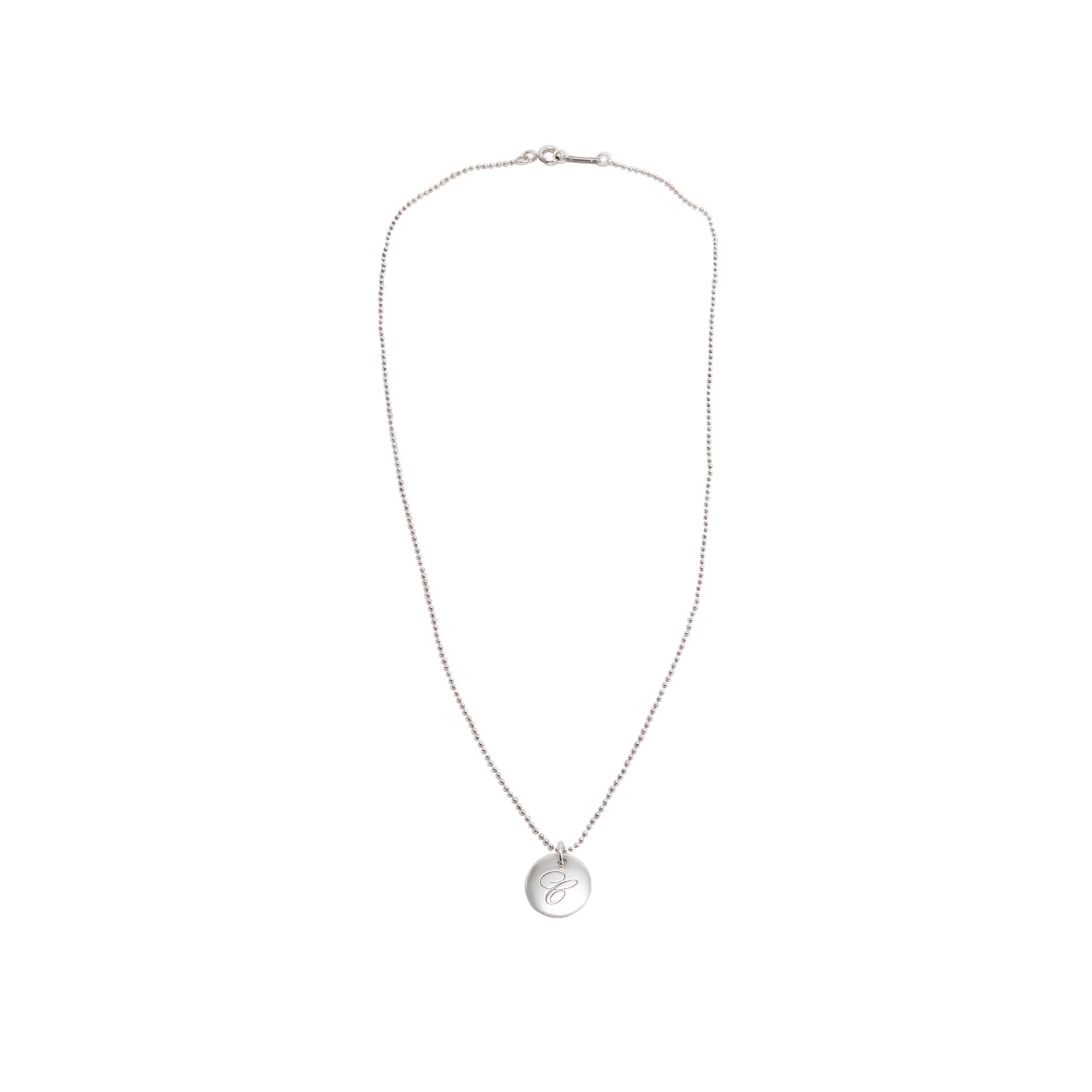 Tiffany & Co. Notes Letter 'C' Disc Charm Pendant Necklace