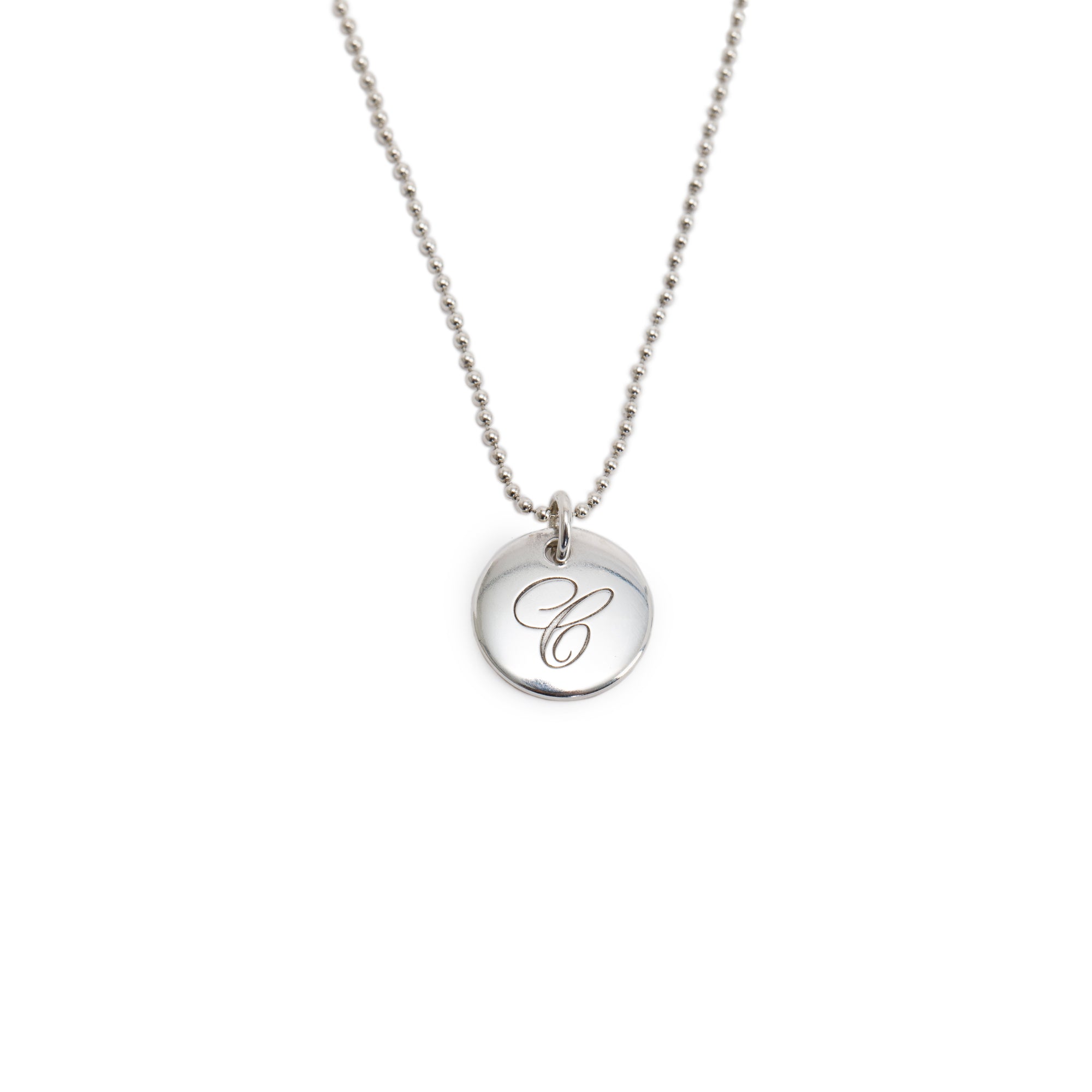 Tiffany & Co. Notes Letter 'C' Disc Charm Pendant Necklace