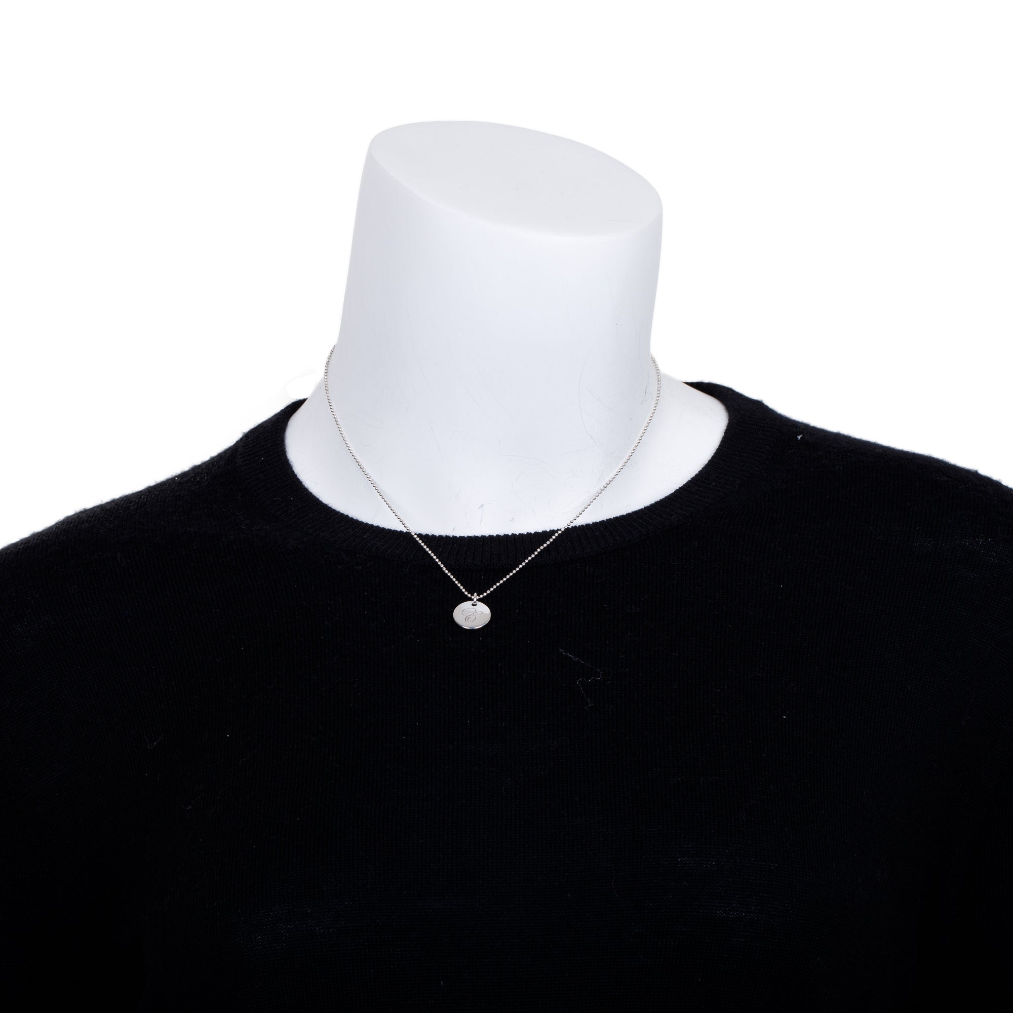 Tiffany & Co. Notes Letter 'C' Disc Charm Pendant Necklace
