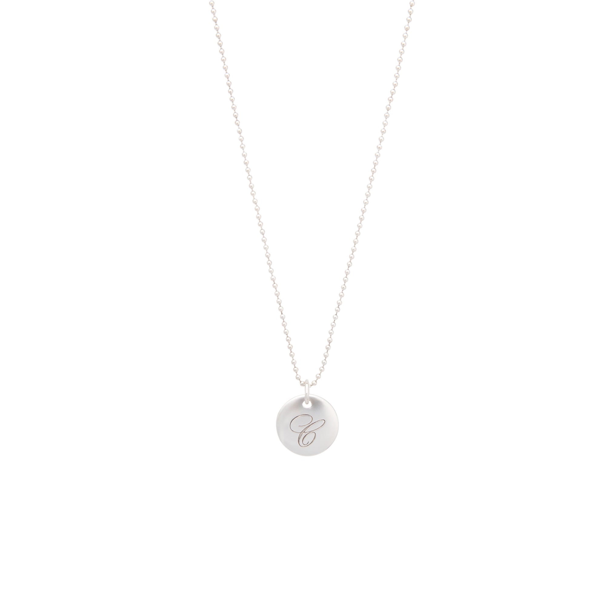 Tiffany & Co. Notes Letter 'C' Disc Charm Pendant Necklace
