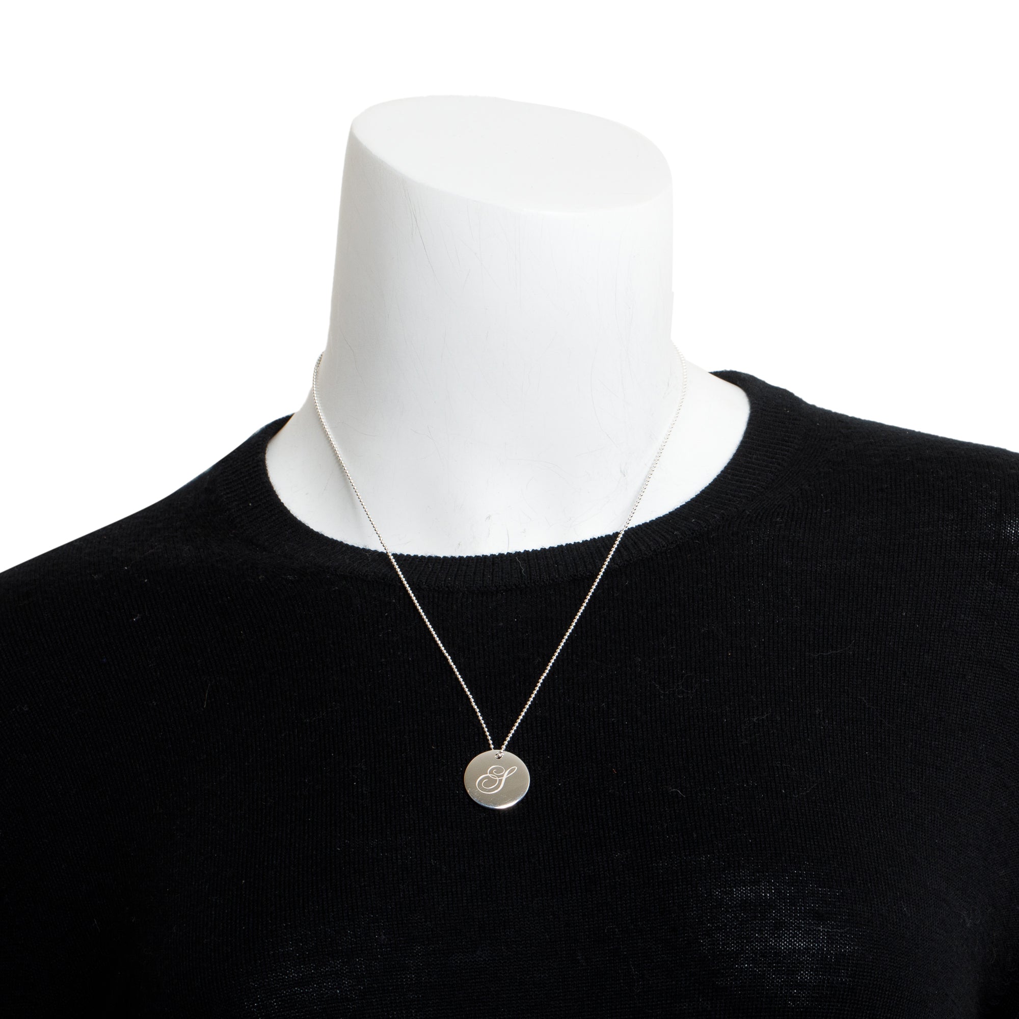 Tiffany & Co. Notes Letter 'S' Large Disc Charm Pendant Necklace