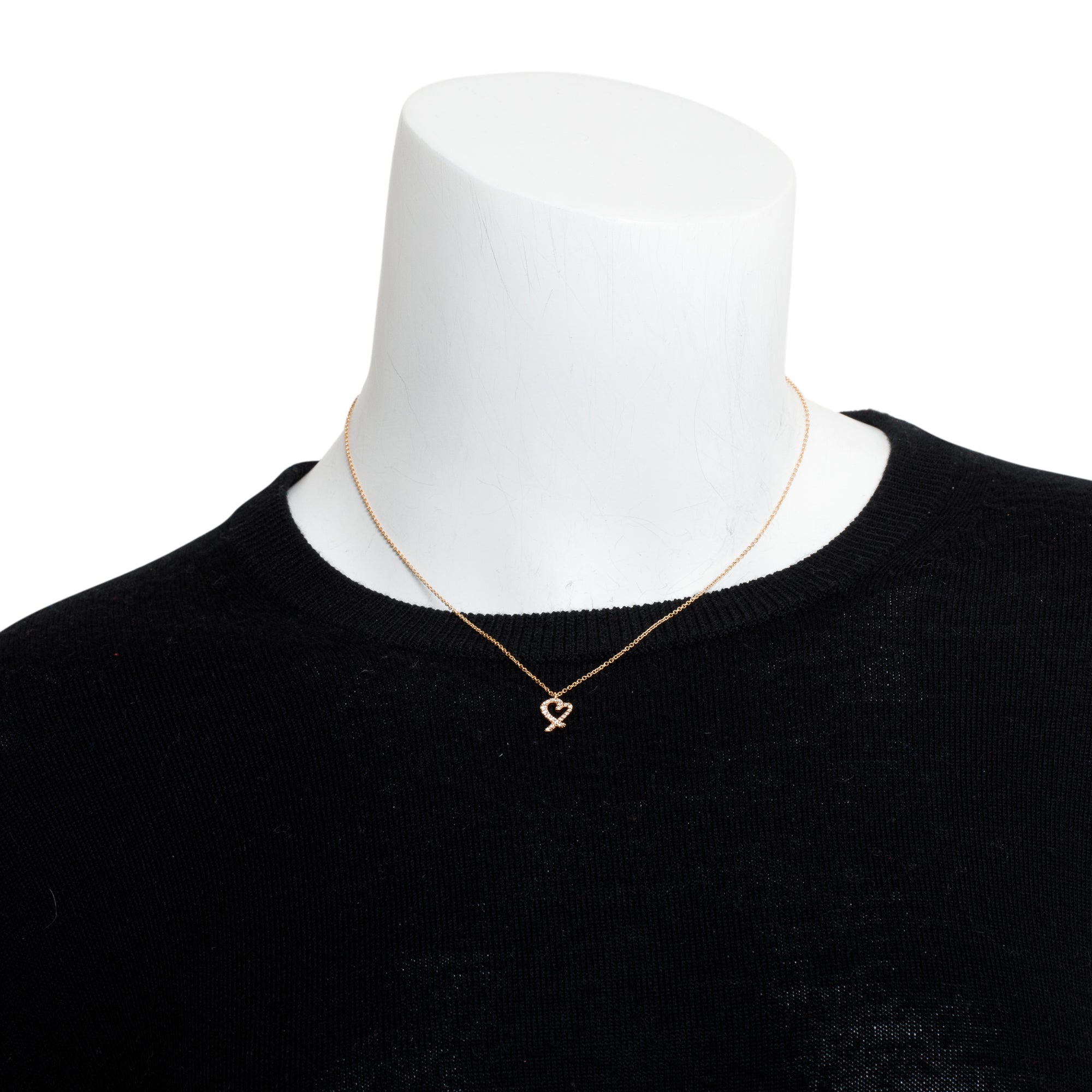 Tiffany & Co. Paloma Picasso 18k Rose Gold Diamond Mini Loving Heart Pendant Necklace w/ Box