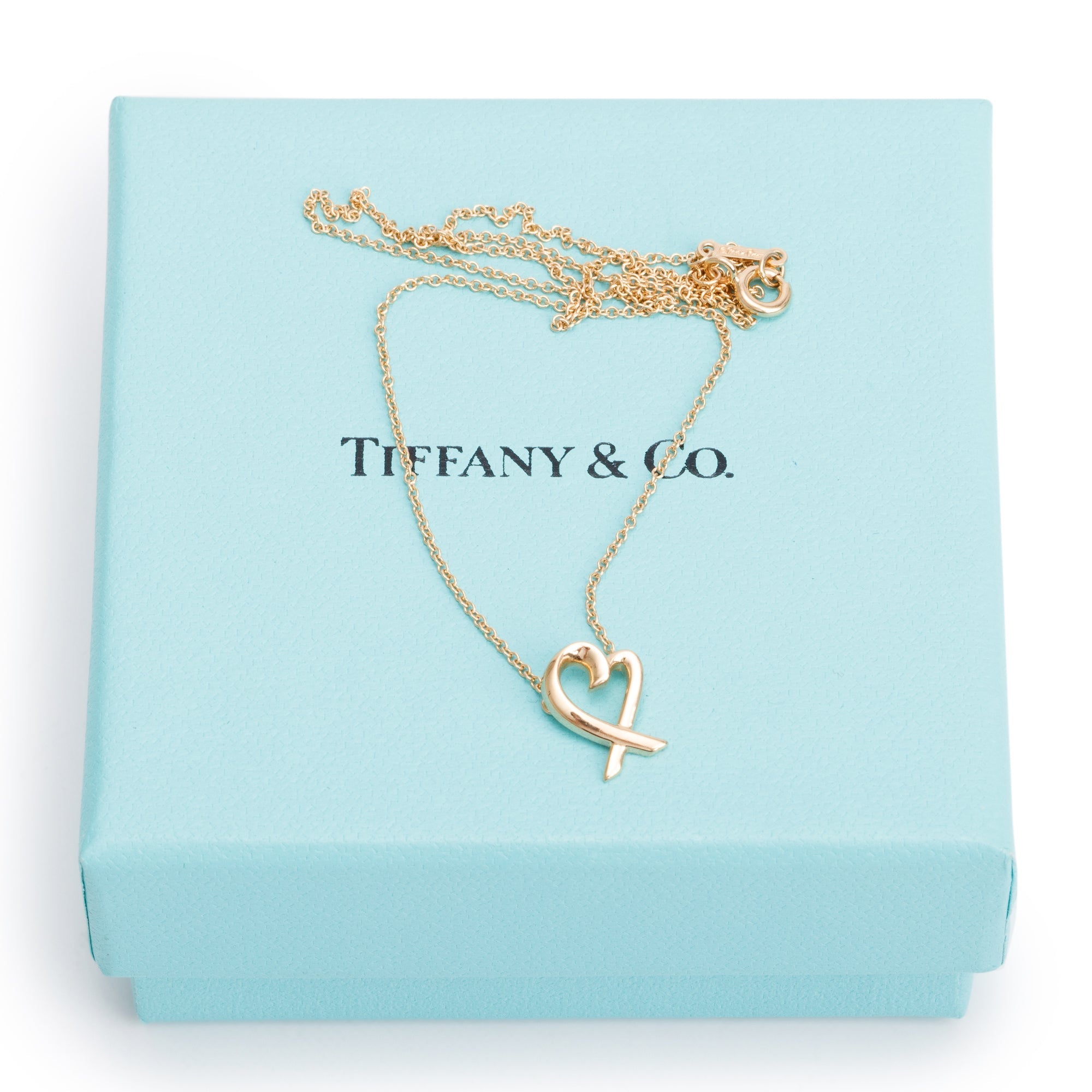 Tiffany & Co. Paloma Picasso 18k Rose Gold Mini Loving Heart Pendant Necklace w/ Box