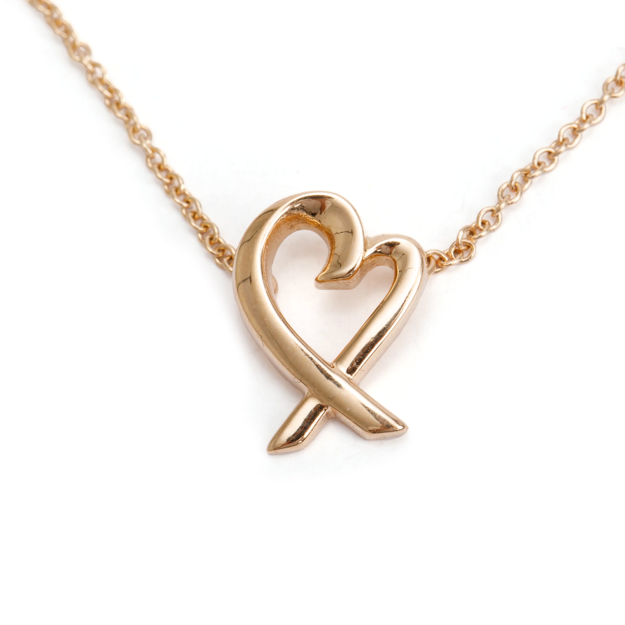 Tiffany & Co. Paloma Picasso 18k Rose Gold Mini Loving Heart Pendant Necklace w/ Box