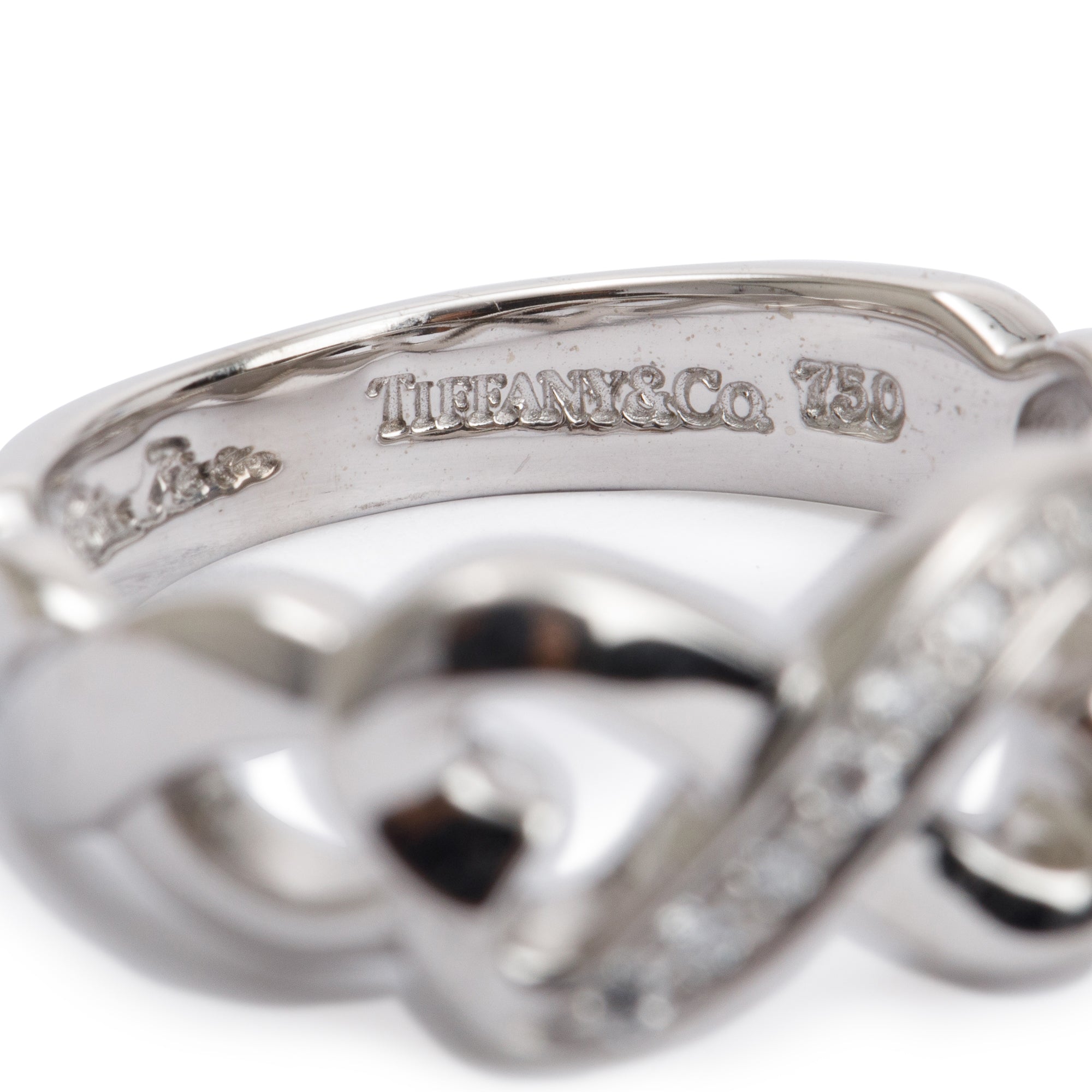 Tiffany & Co. Paloma Picasso 18k White Gold Diamond Loving Heart Ring, Size 5 w/ Box & Receipt