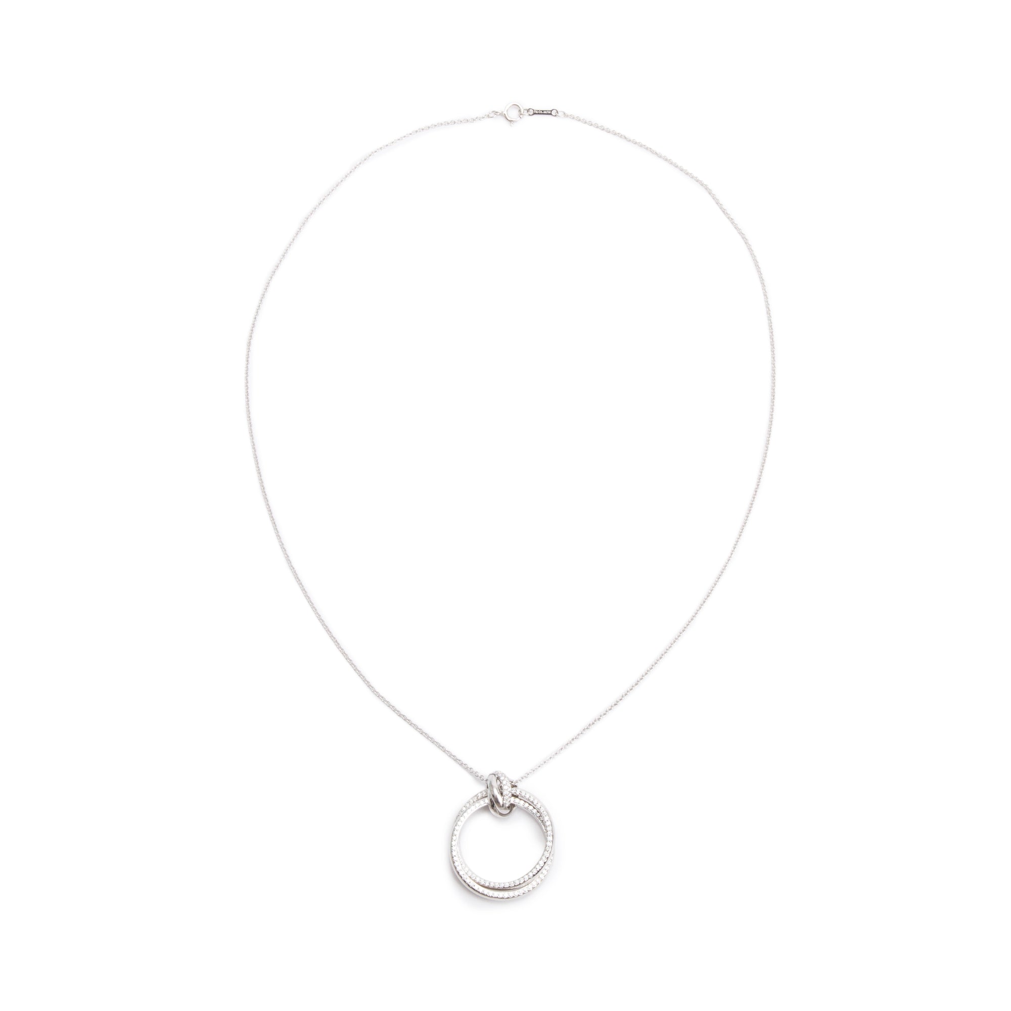 Tiffany & Co. Paloma Picasso 18k White Gold Diamond Melody Circle Pendant Necklace w/ Box