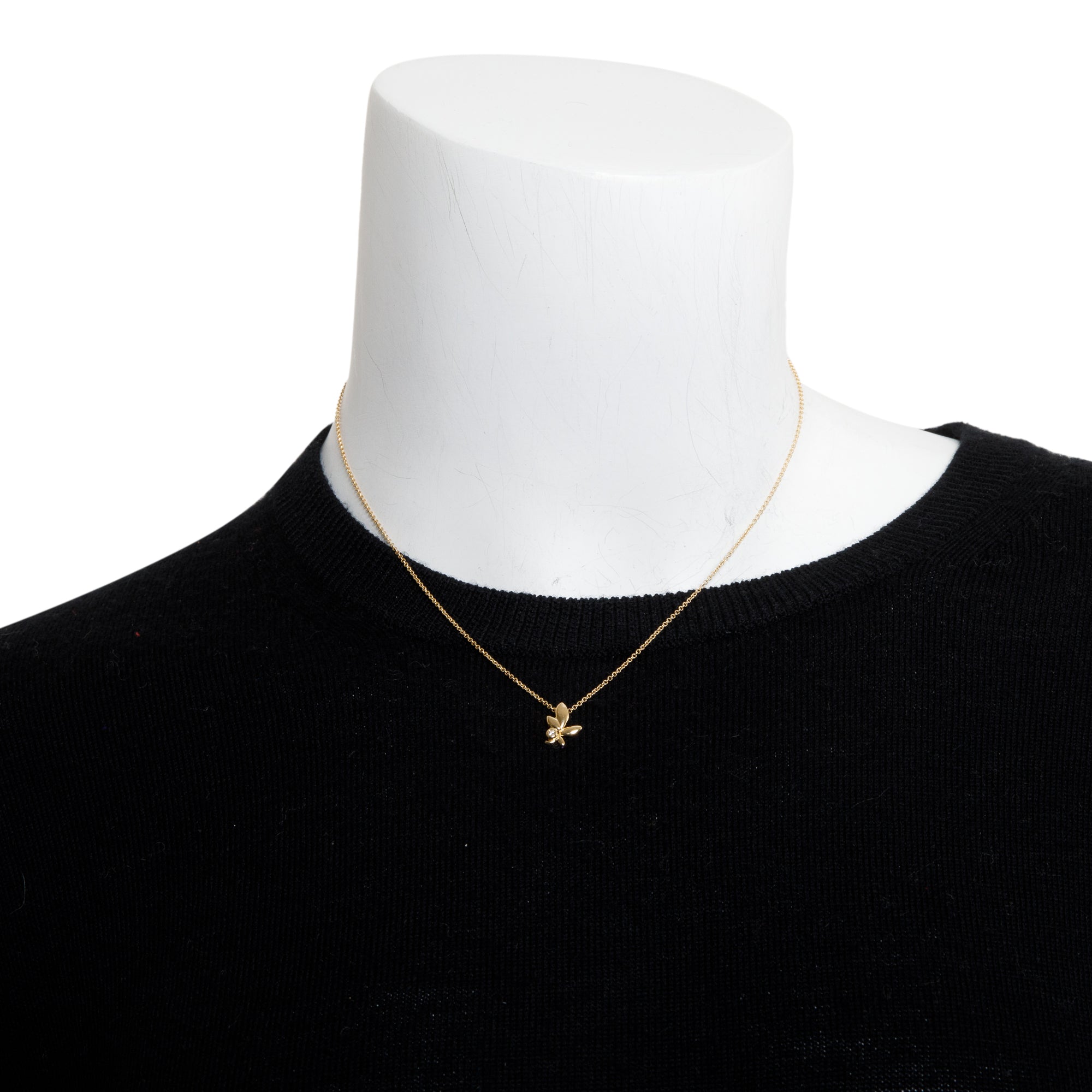 Tiffany & Co. Paloma Picasso 18k Yellow Gold Diamond Mini Olive Leaf Pendant Necklace w/ Box & Receipt