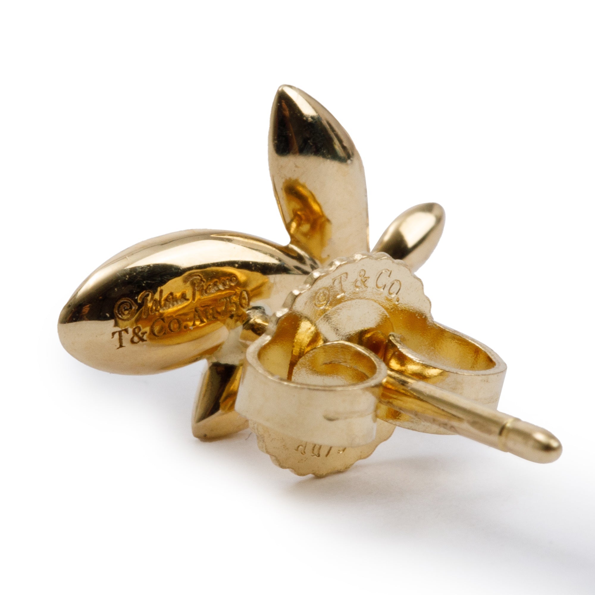 Tiffany & Co. Paloma Picasso 18k Yellow Gold Diamond Olive Leaf Earrings w/ Box