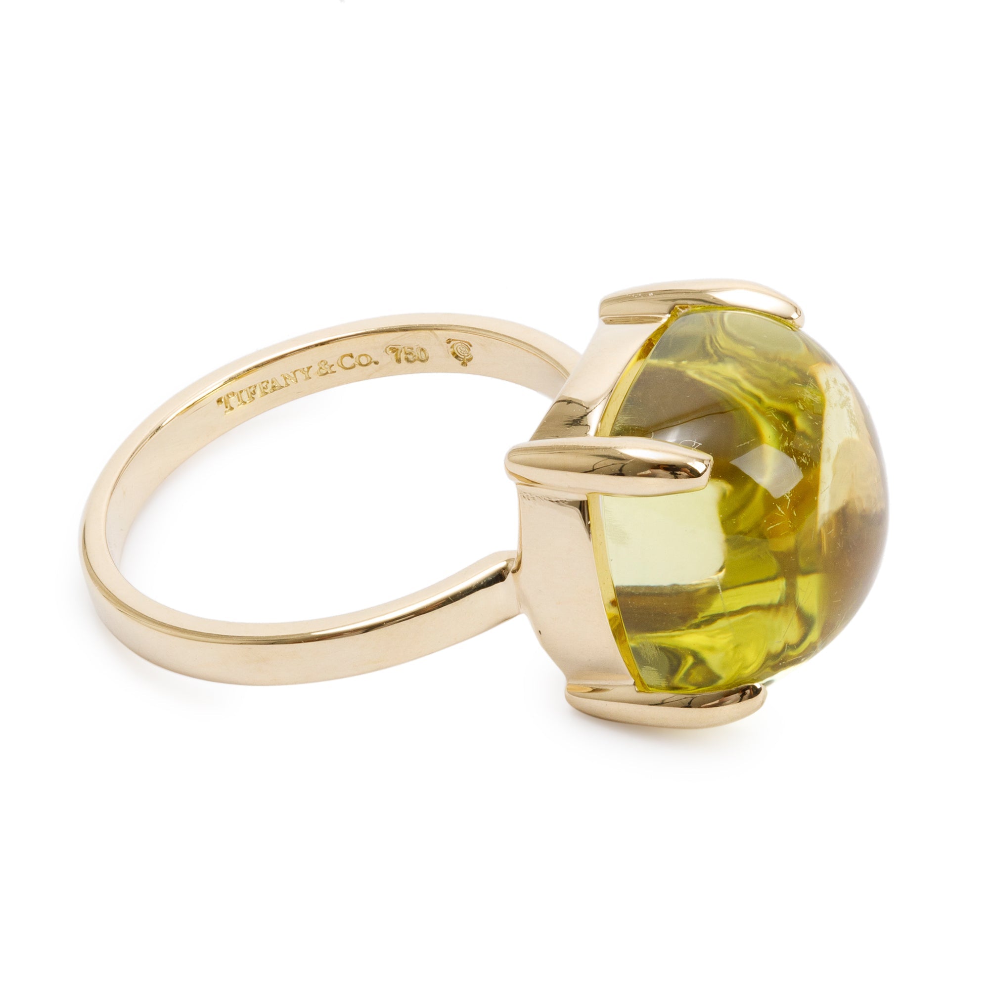 Tiffany & Co. Paloma Picasso 18k Yellow Gold Lemon Quartz Sugar Stacks Ring, Size 7.5