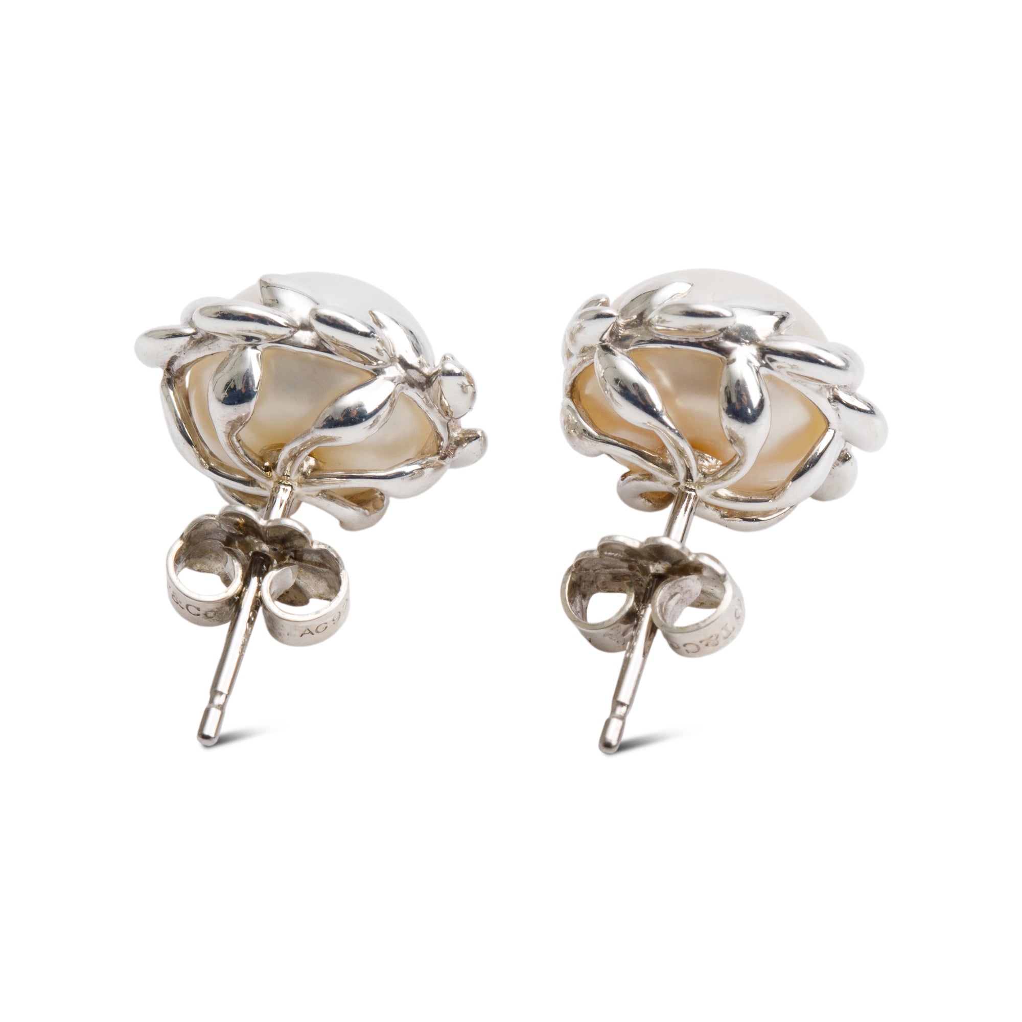 Tiffany & Co. Paloma Picasso Olive Leaf Pearl Stud Earrings