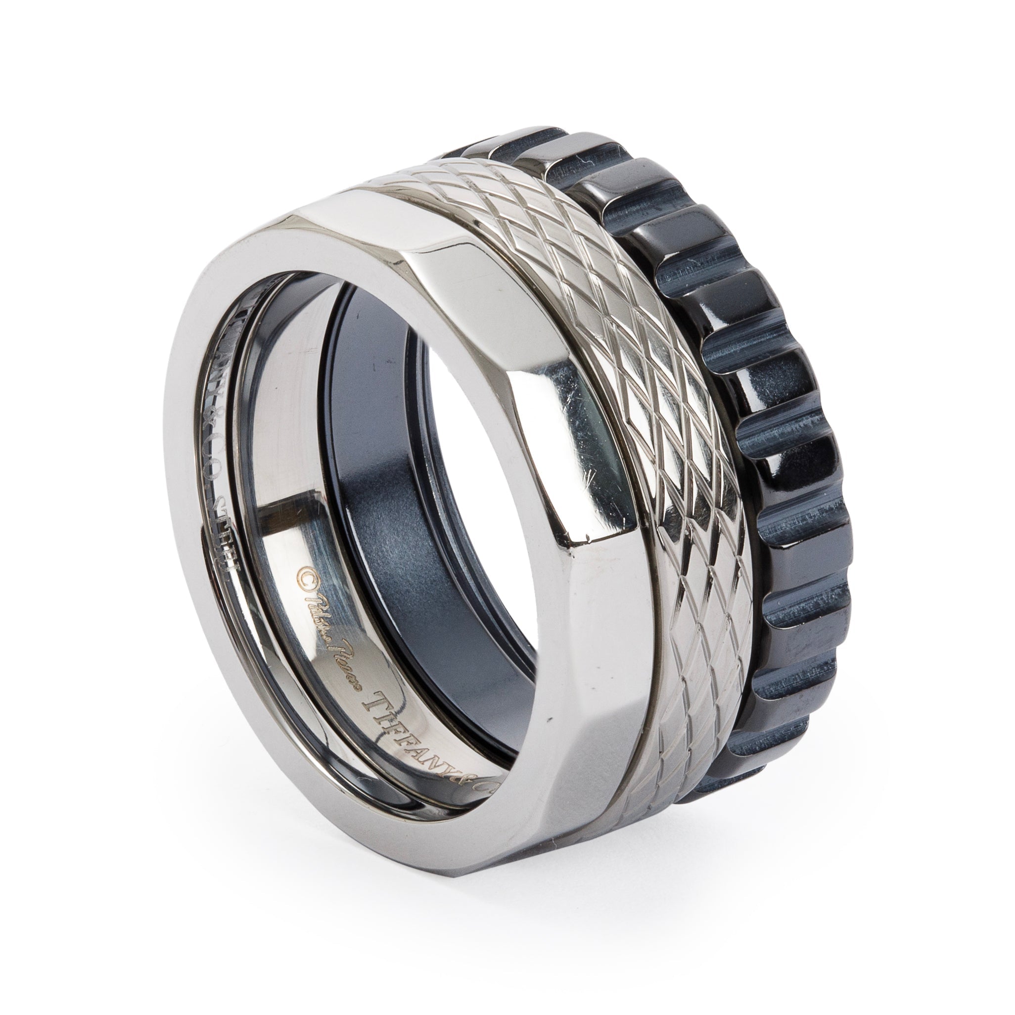 Tiffany & Co. Paloma Picasso Stainless Steel & Titanium Caliper Ring, Size 10.25