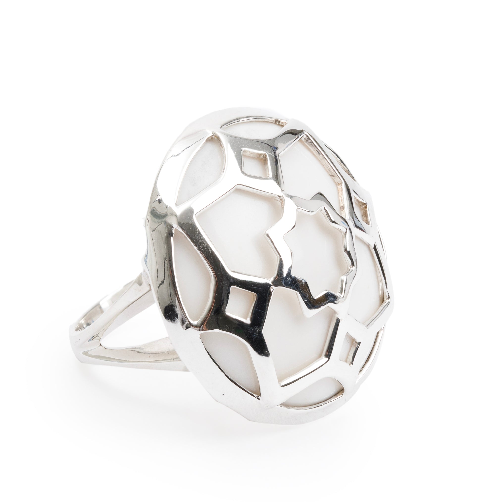 Tiffany & Co. Paloma Picasso Sterling Silver Chalcedony Zellige Ring, Size 5.25