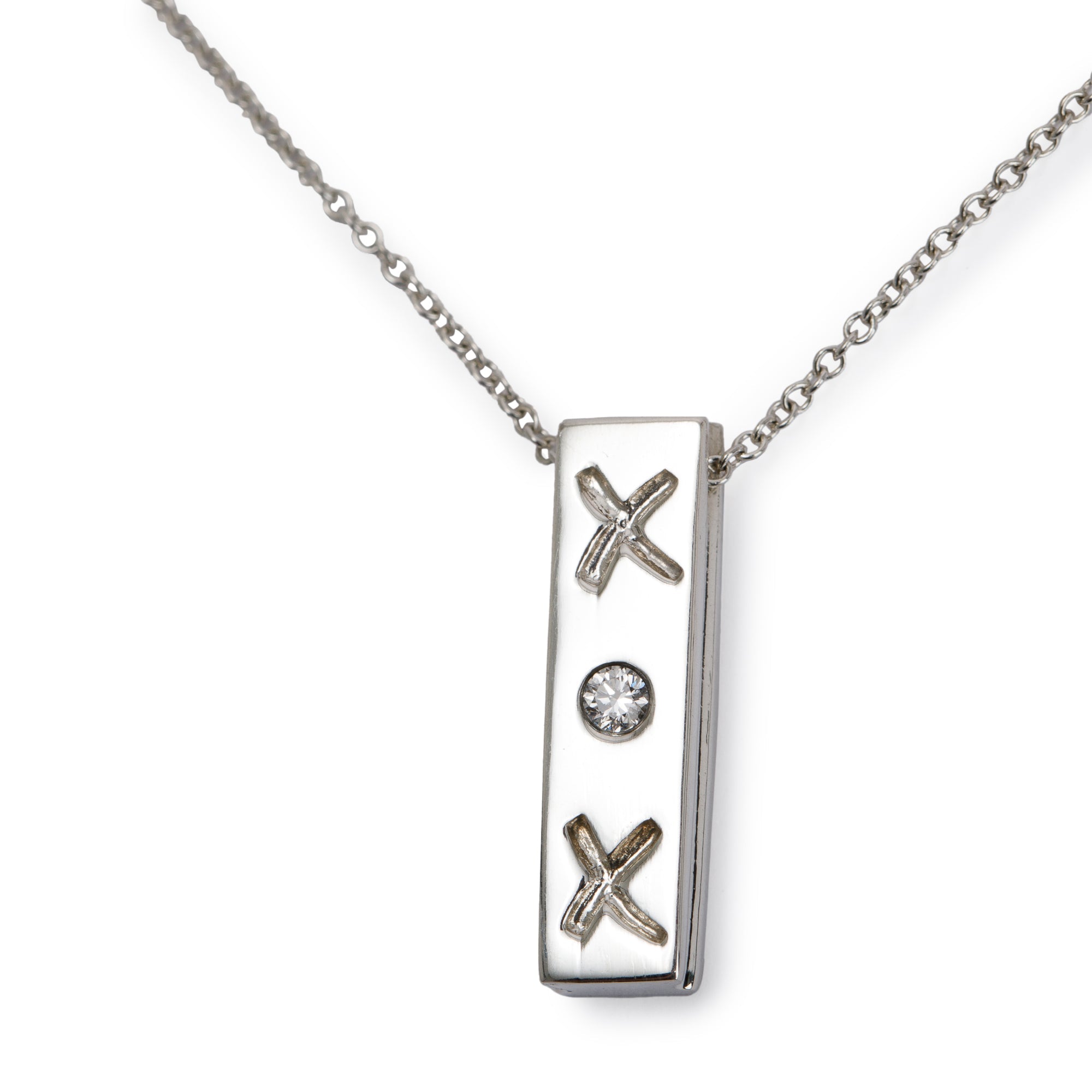 Tiffany & Co. Paloma Picasso Sterling Silver Diamond X O X Bar Pendant Necklace