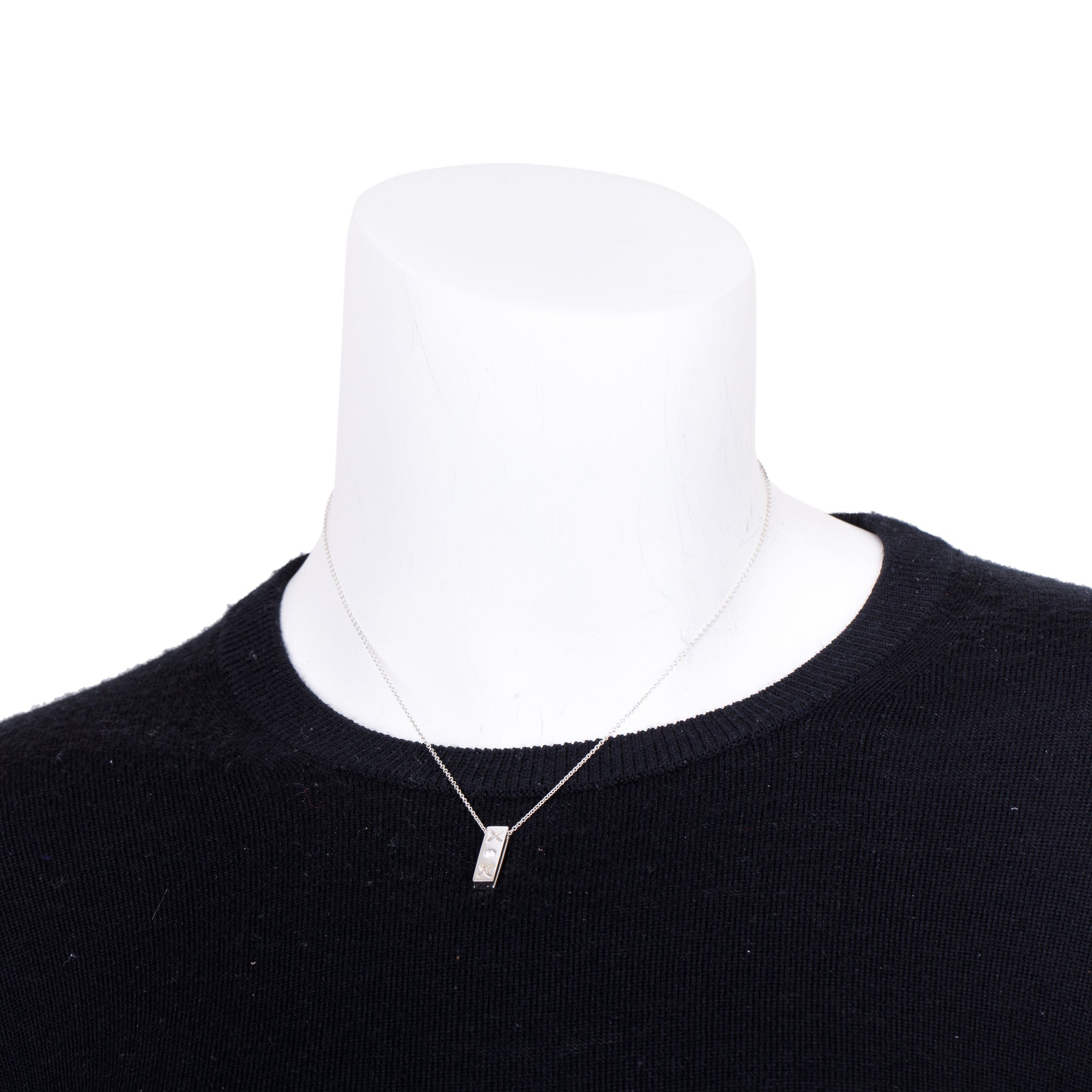 Tiffany & Co. Paloma Picasso Sterling Silver Diamond X O X Bar Pendant Necklace