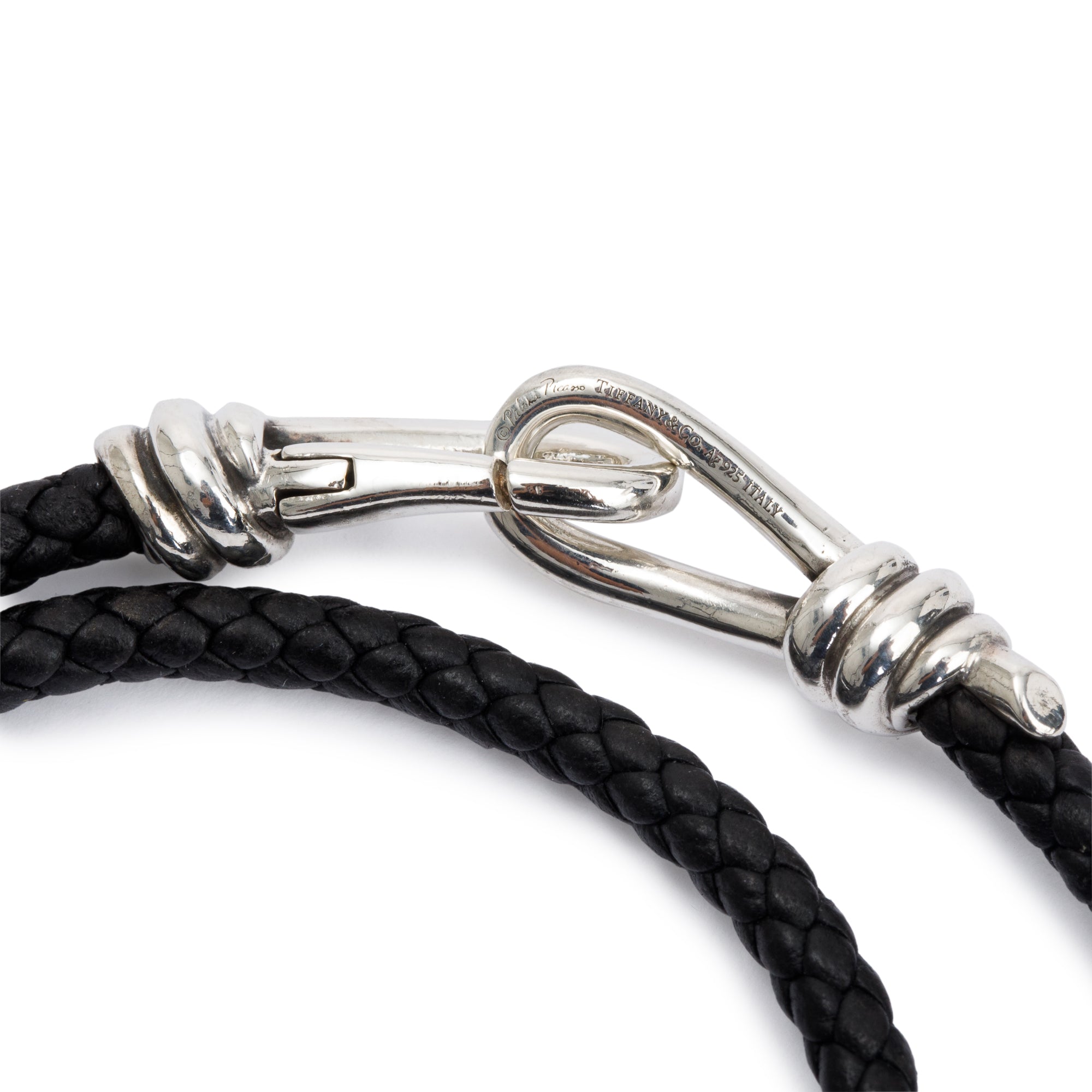 Tiffany & Co. Paloma Picasso Sterling Silver Knot Double Braid Wrap Leather Bracelet
