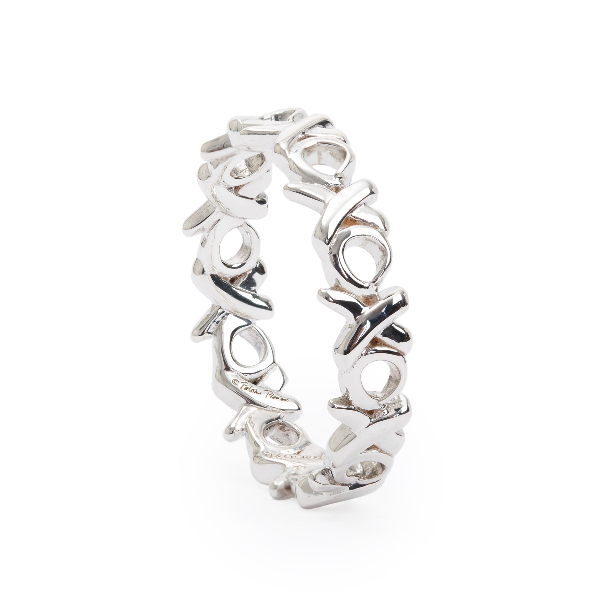 Tiffany & Co. Paloma Picasso Sterling Silver Love and Kisses Band Ring, Size 6.25