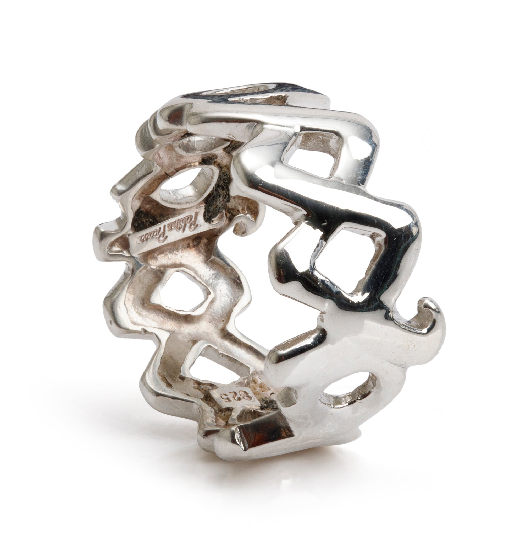 Tiffany & Co. Paloma Picasso Sterling Silver Love and Kisses Wide Band Ring, Size 5