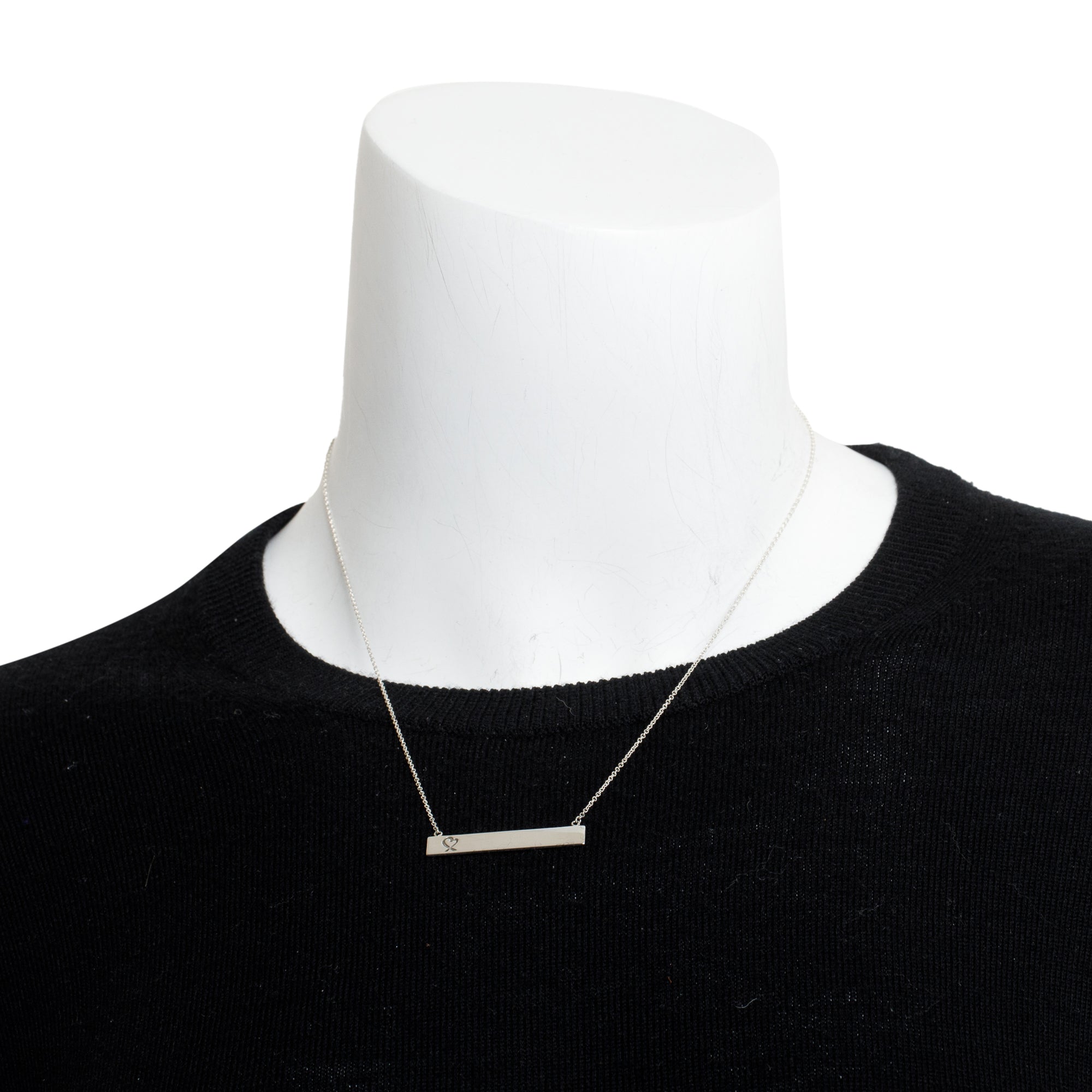 Tiffany & Co. Paloma Picasso Sterling Silver Loving Heart Bar Pendant Necklace