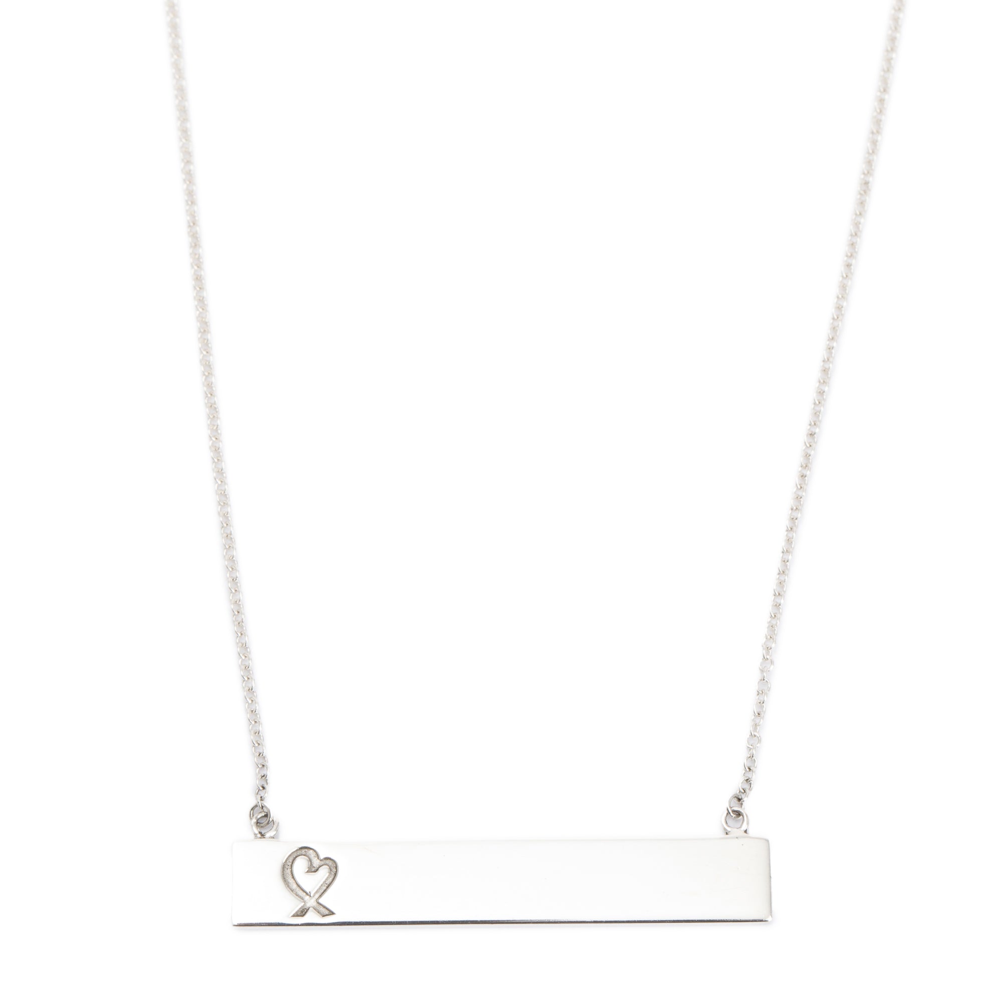 Tiffany & Co. Paloma Picasso Sterling Silver Loving Heart Bar Pendant Necklace