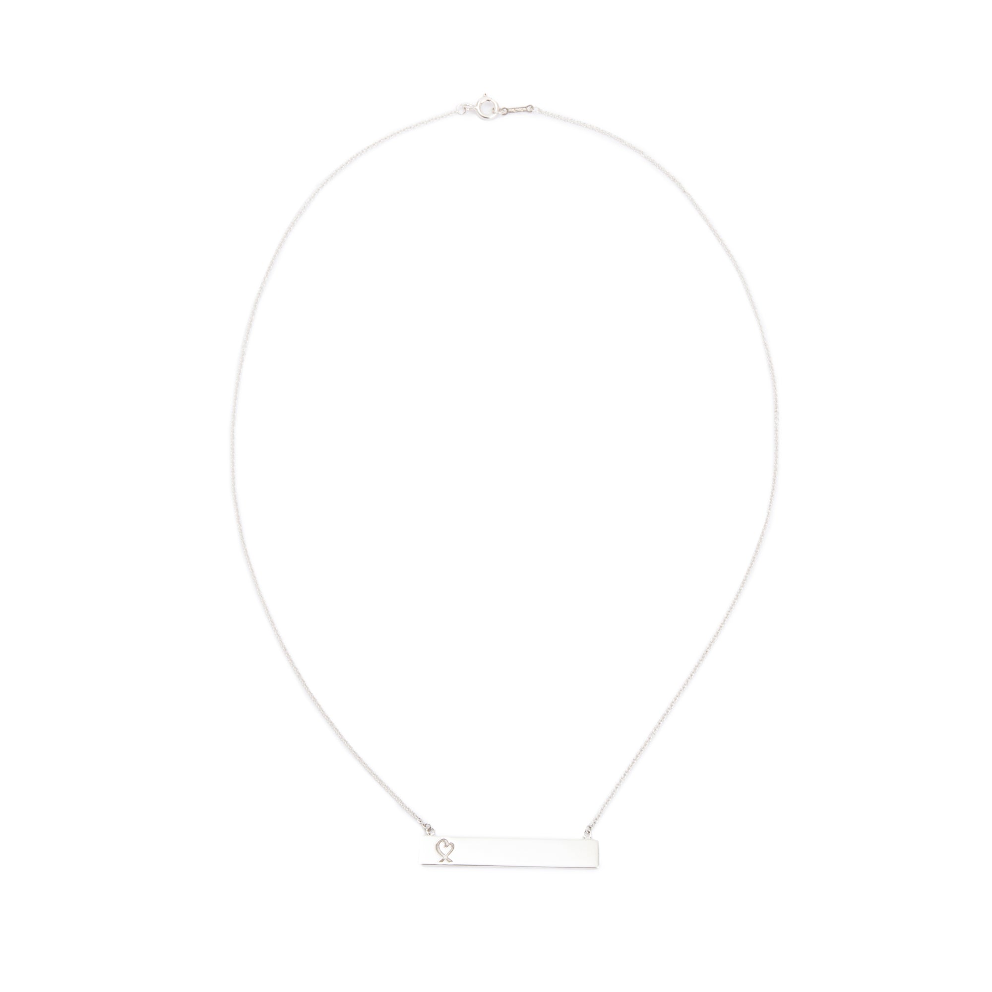 Tiffany & Co. Paloma Picasso Sterling Silver Loving Heart Bar Pendant Necklace