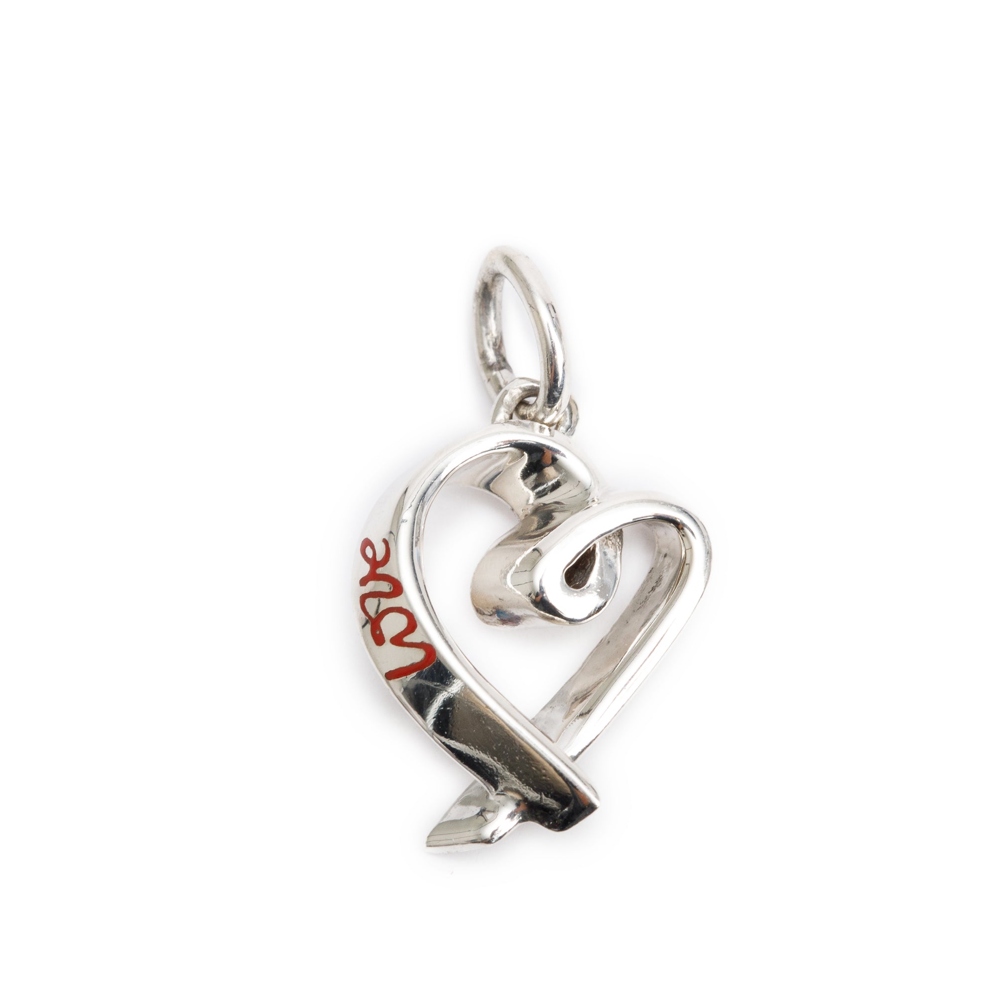 Tiffany & Co. Paloma Picasso Sterling Silver Loving Heart Charm w/ Red Enamel