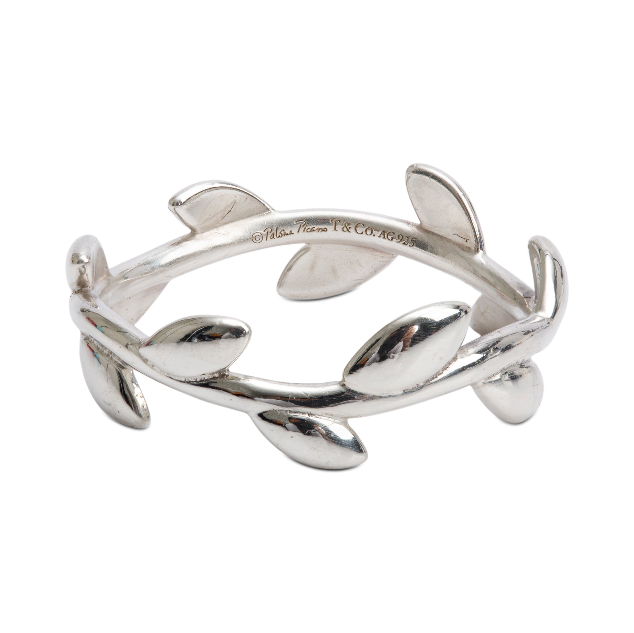 Tiffany & Co. Paloma Picasso Sterling Silver Narrow Olive Leaf Band Ring, Size 5