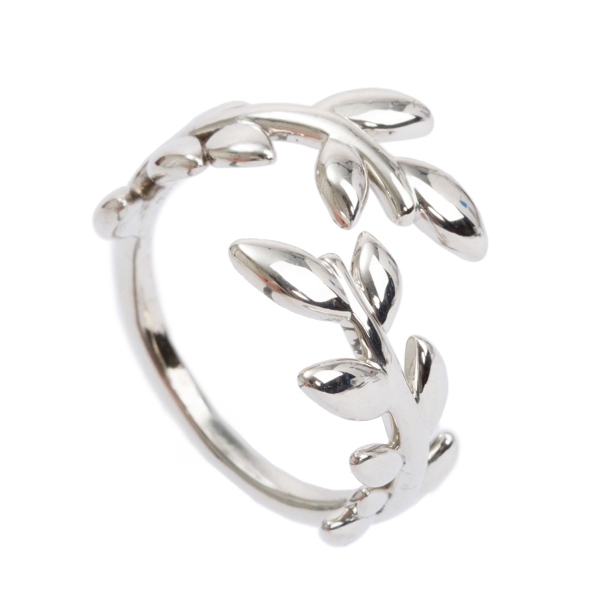 Tiffany & Co. Paloma Picasso Sterling Silver Olive Leaf Bypass Ring, Size 6.5