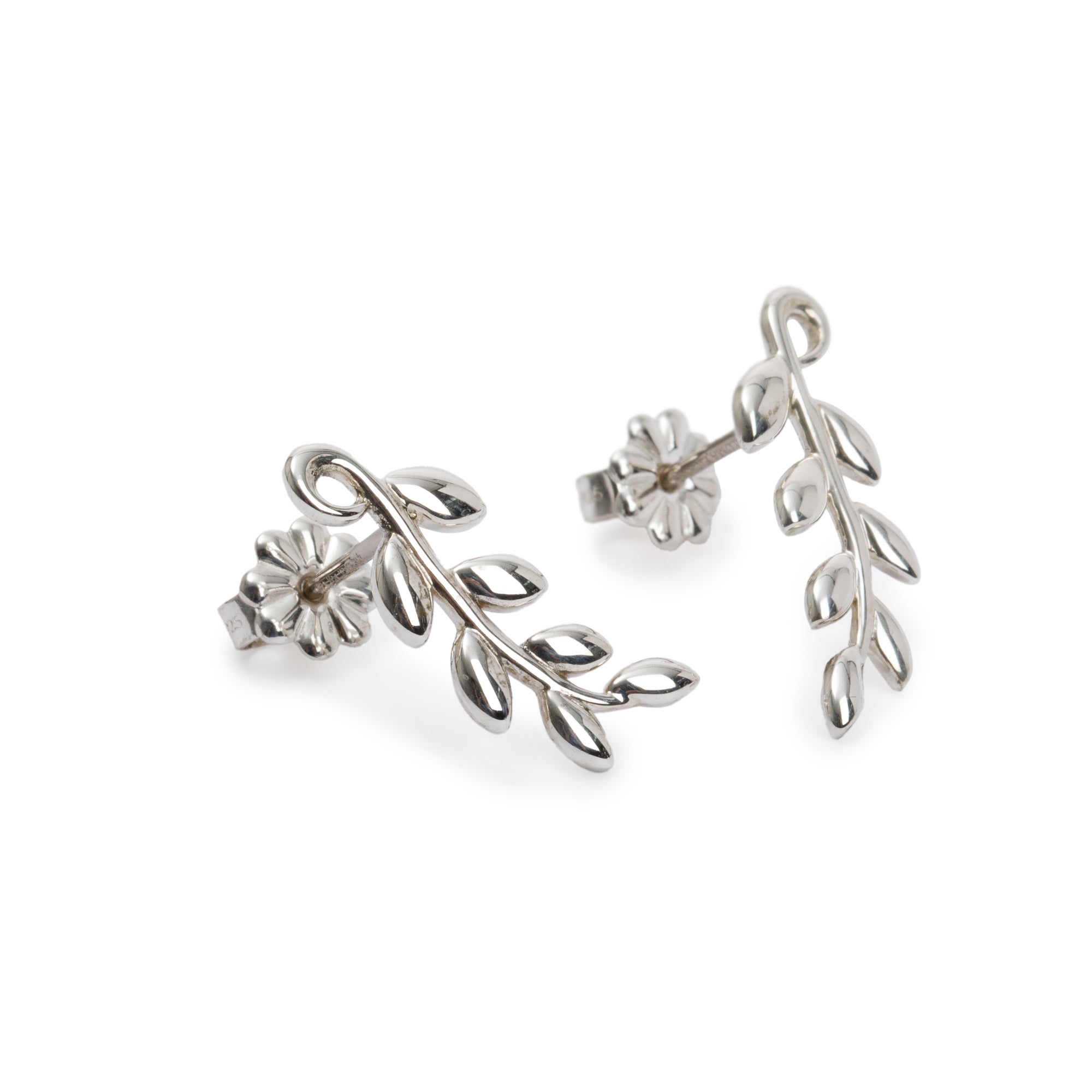 Tiffany & Co. Paloma Picasso Sterling Silver Olive Leaf Climber Earrings