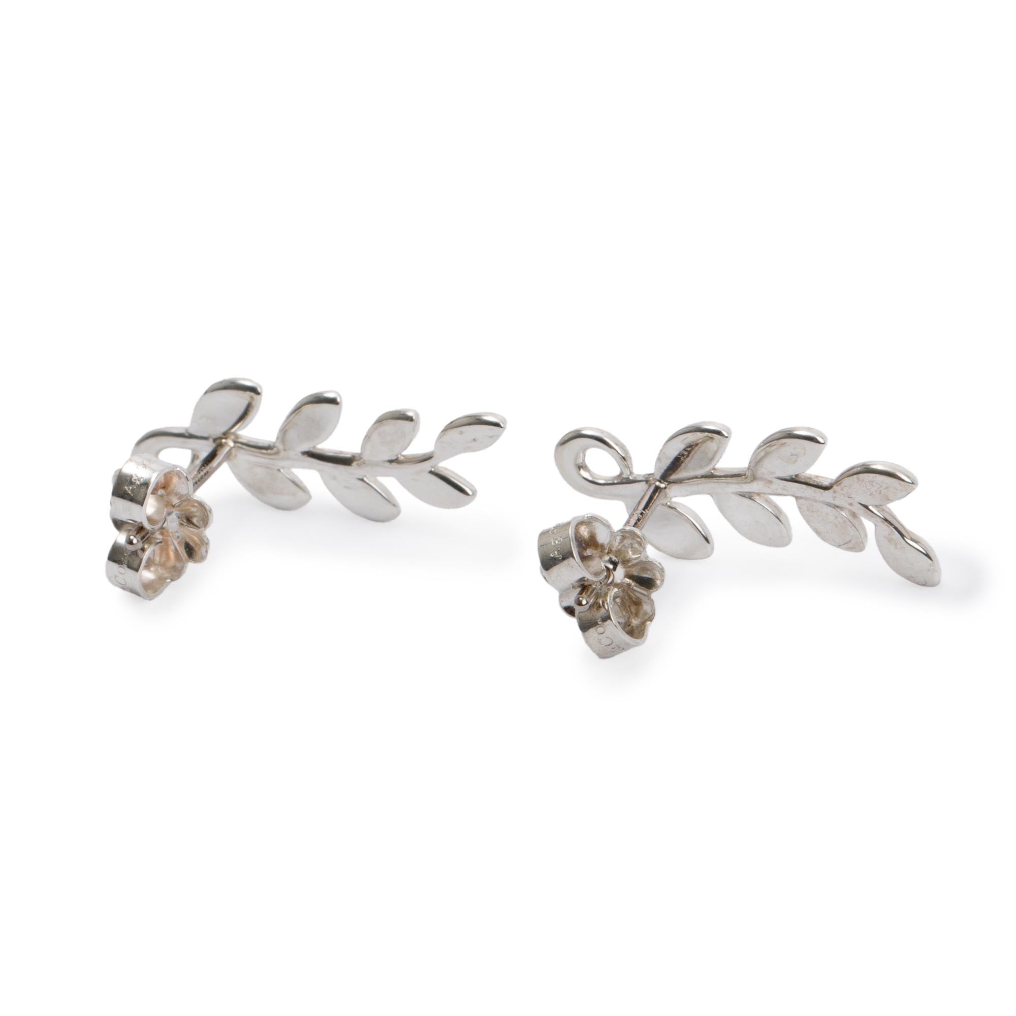Tiffany & Co. Paloma Picasso Sterling Silver Olive Leaf Climber Earrings
