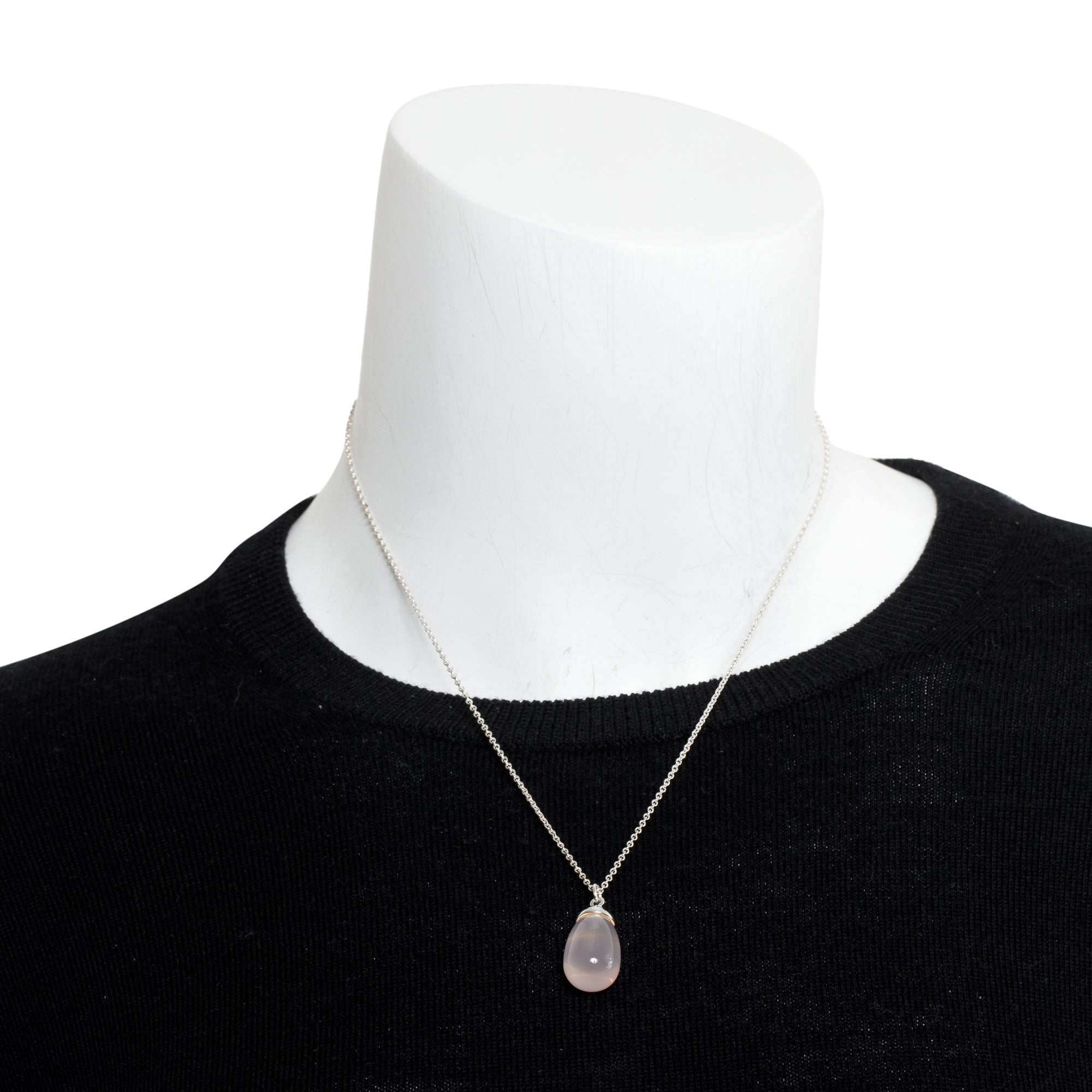 Tiffany & Co. Paloma Picasso Sterling Silver Rose Quartz Pendant Necklace w/ Box