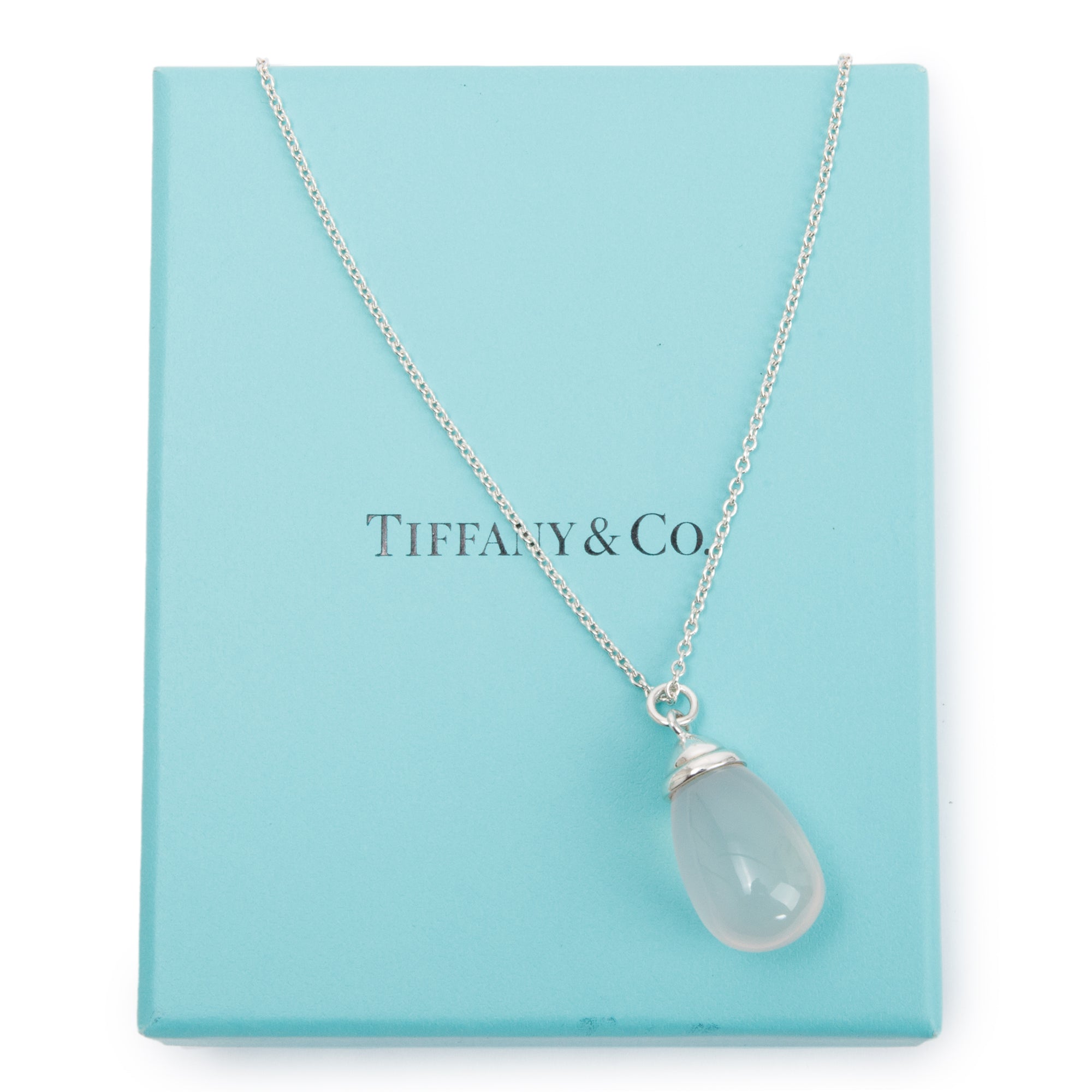 Tiffany & Co. Paloma Picasso Sterling Silver Rose Quartz Pendant Necklace w/ Box