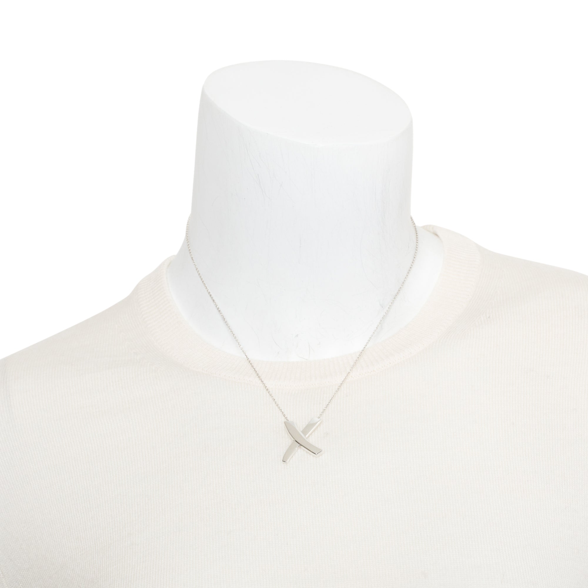 Tiffany & Co. Paloma Picasso Vintage Sterling Silver Graffiti Large X Pendant Necklace